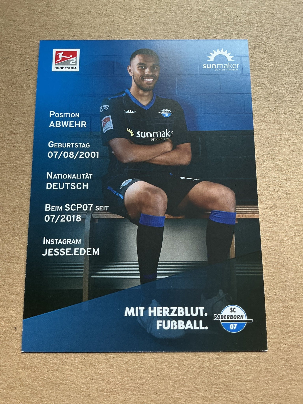 Jesse Edem Tugbenyo, Germany 🇩🇪 SC Paderborn 07 2020/21 hand signed - Autographs-World