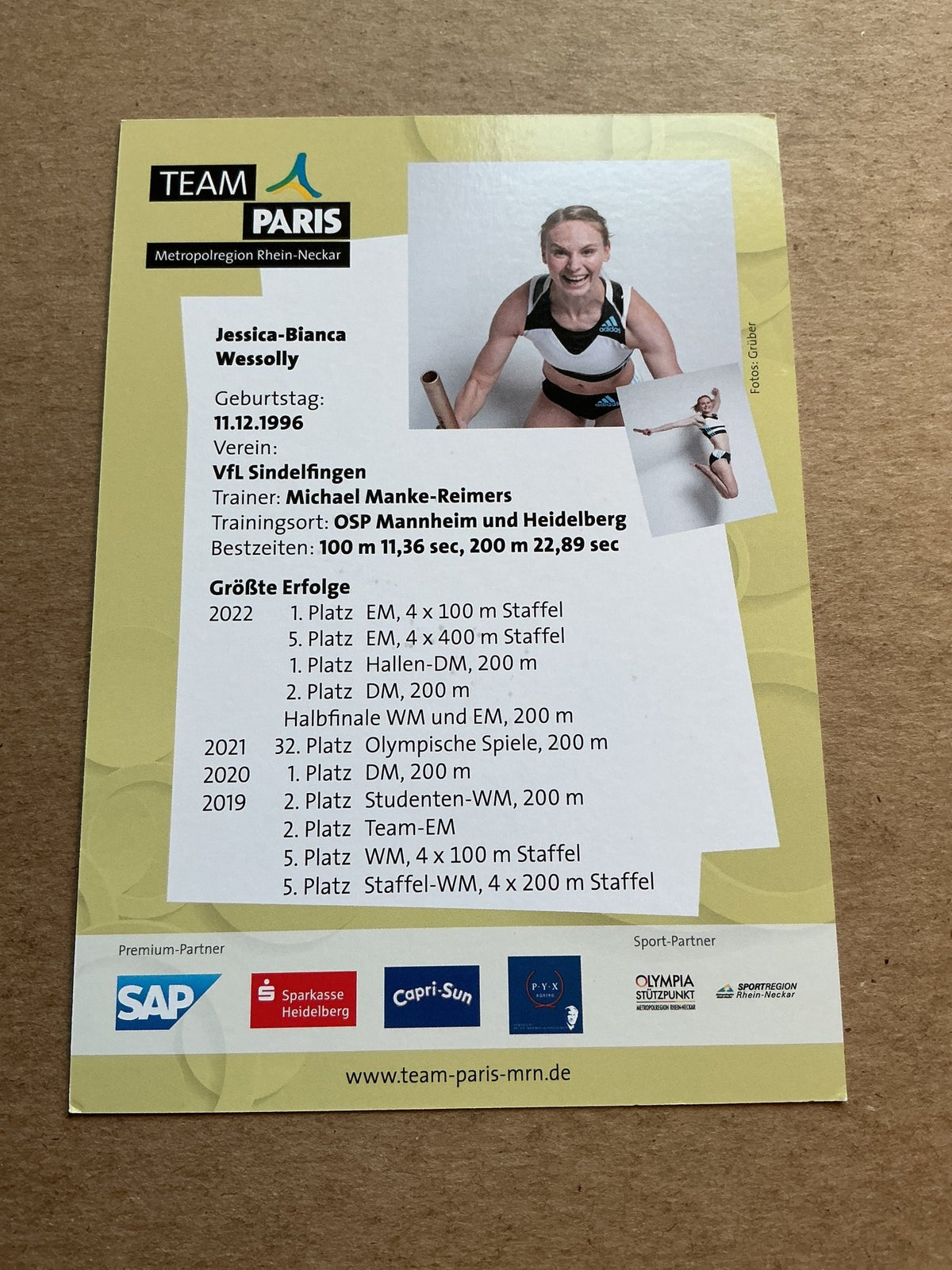 Jessica-Bianca Wessolly, Germany 🇩🇪 Athletics Summer Olympics 2024 hand signed - Autographs-World