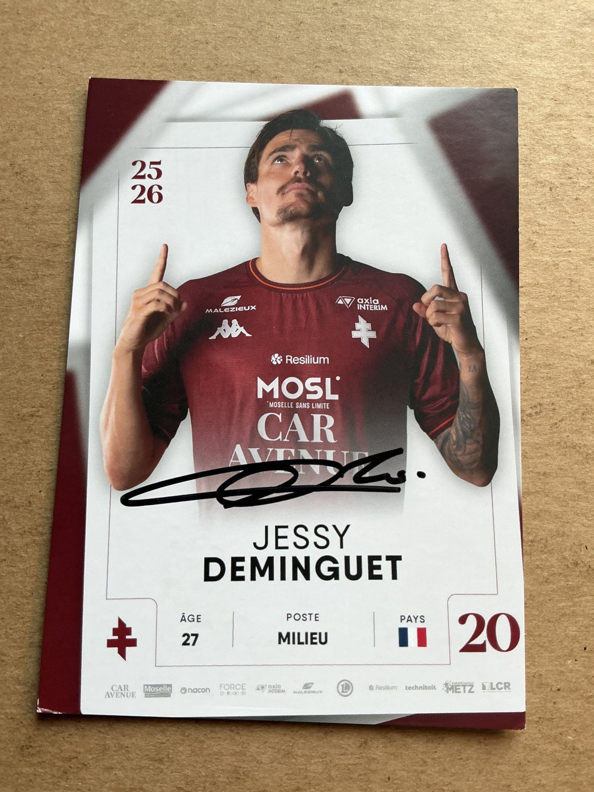 Jessy Deminguet, France 🇫🇷 FC Metz 2025/26 hand signed - Autographs-World
