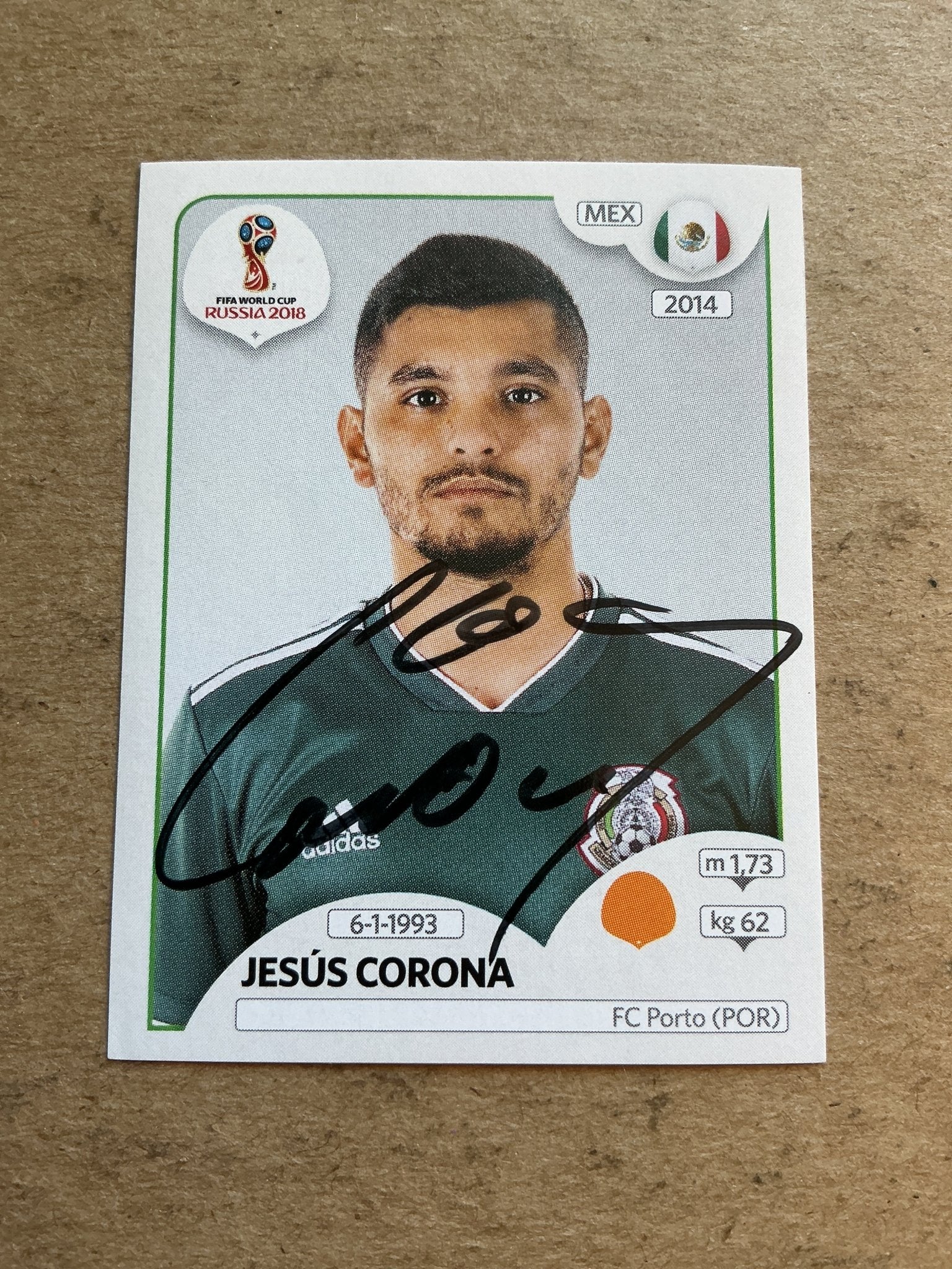 Jesús Corona, Mexico 🇲🇽 FIFA World Cup 2018 Panini hand signed - Autographs-World