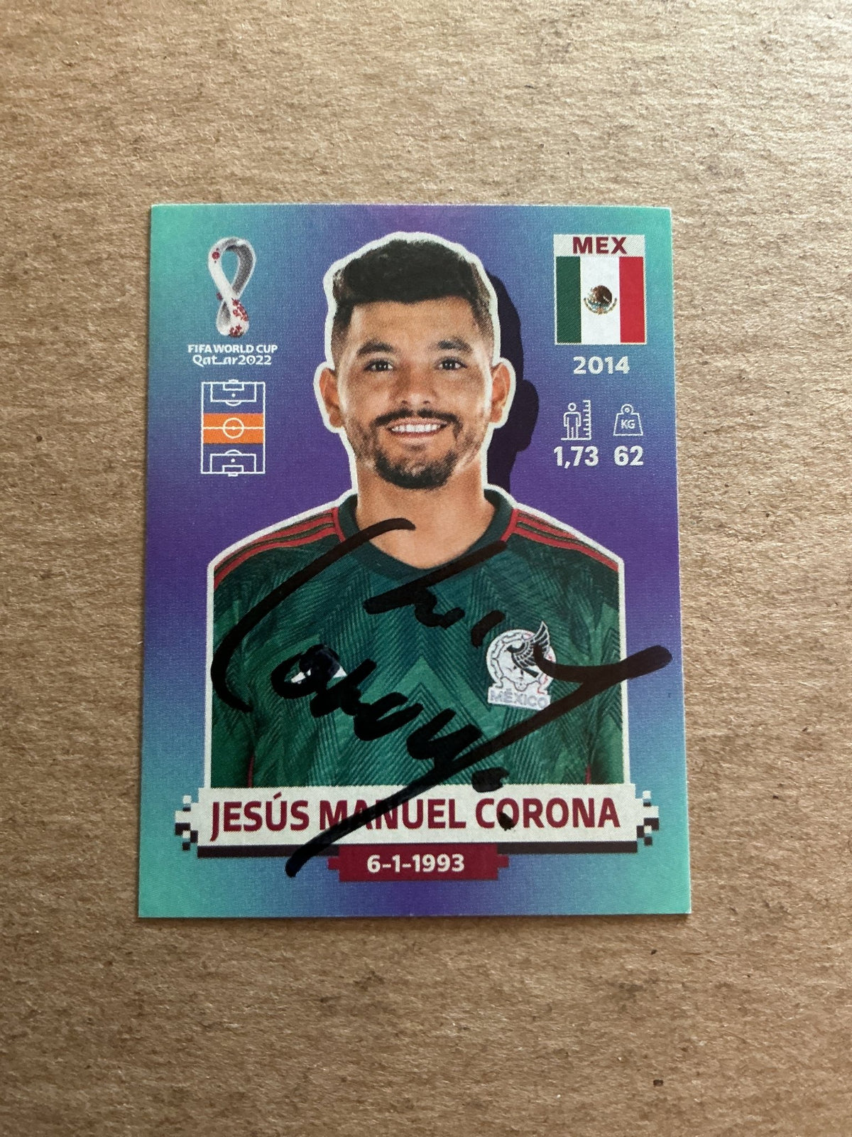 Jesus Manuel Corona, Mexico 🇲🇽 FIFA World Cup 2022 Panini hand signed - Autographs-World