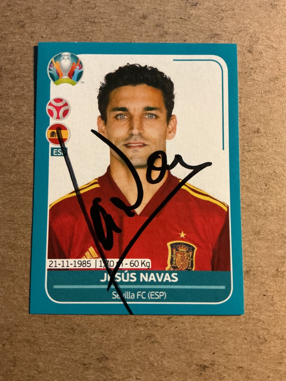 Jesus Navas, Spain 🇪🇸 UEFA Euro 2020 Panini hand signed - Autographs-World