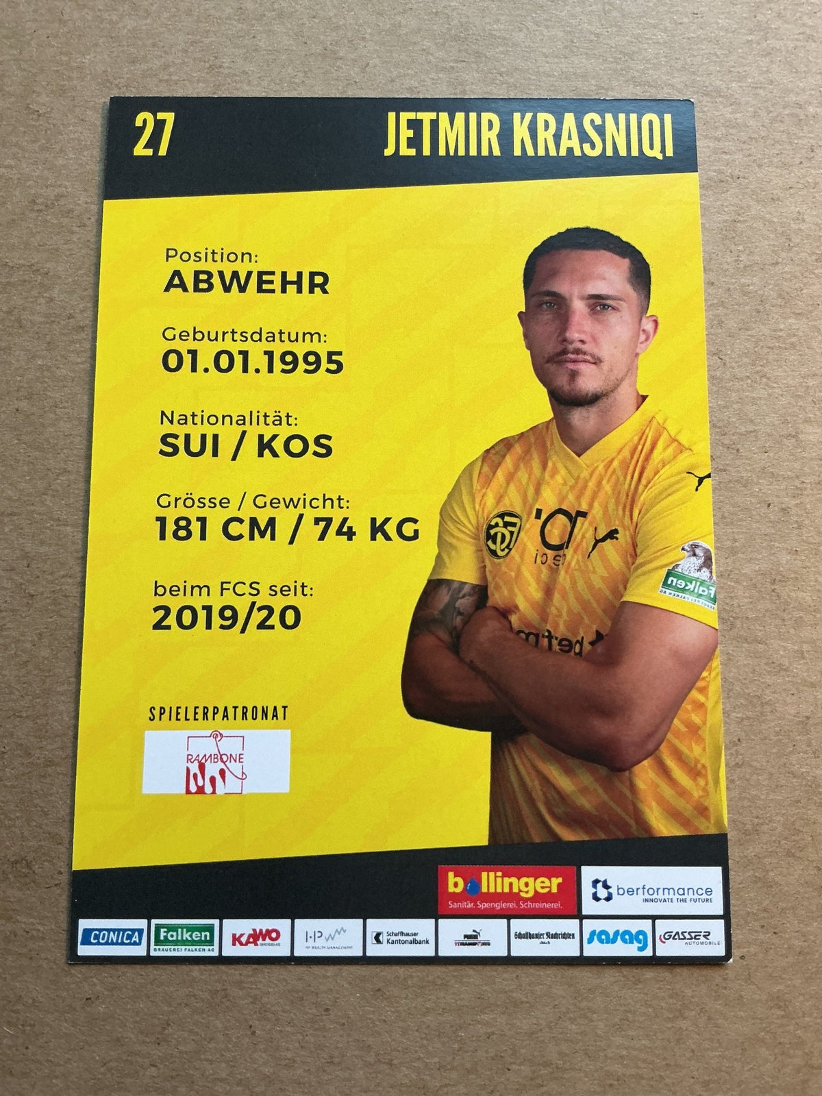 Jetmir Krasniqi, Kosovo 🇽🇰 FC Schaffhausen 2023/24 hand signed - Autographs-World