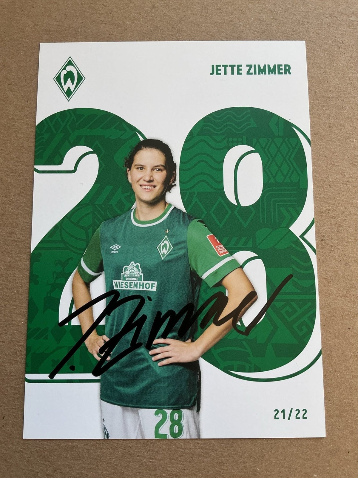Jette Zimmer, Germany 🇩🇪 SV Werder Bremen 2021/22 hand signed - Autographs-World