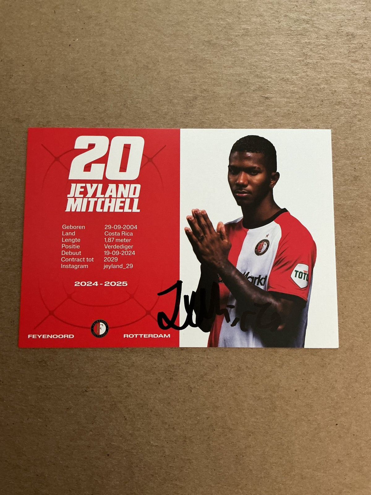 Jeyland Mitchell, Costa Rica 🇨🇷 Feyenoord Rotterdam 2024/25 hand signed - Autographs-World
