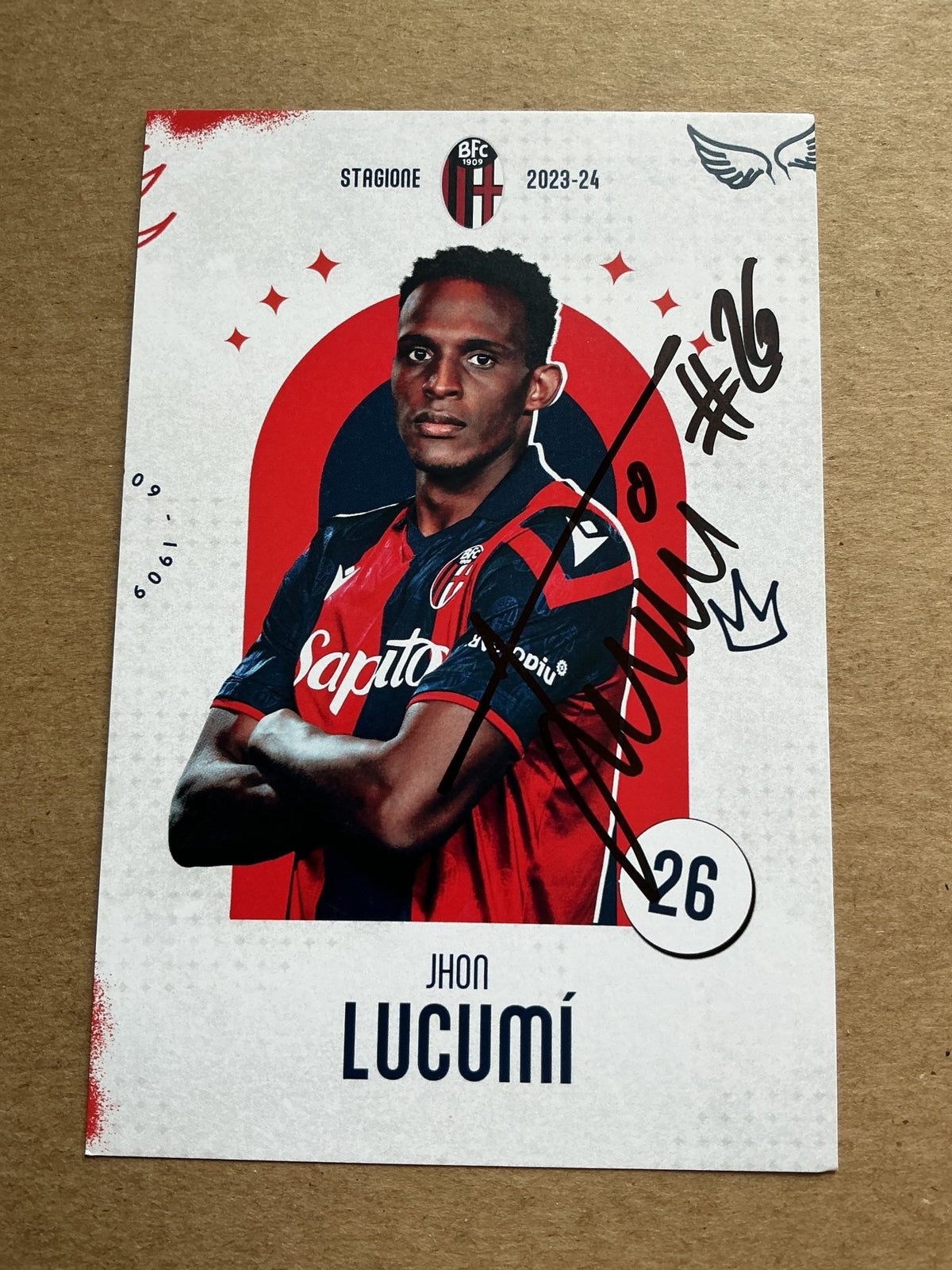 Jhon Lucumi, Colombia 🇨🇴 Bologna FC 1909 2023/24 hand signed - Autographs-World
