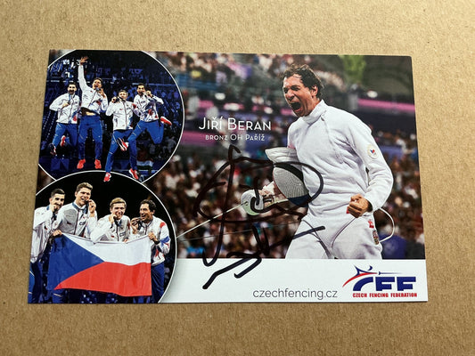 Jiri Beran, Czech Republic 🇨🇿 Fencing Olympics 2024 hand signed - Autographs-World