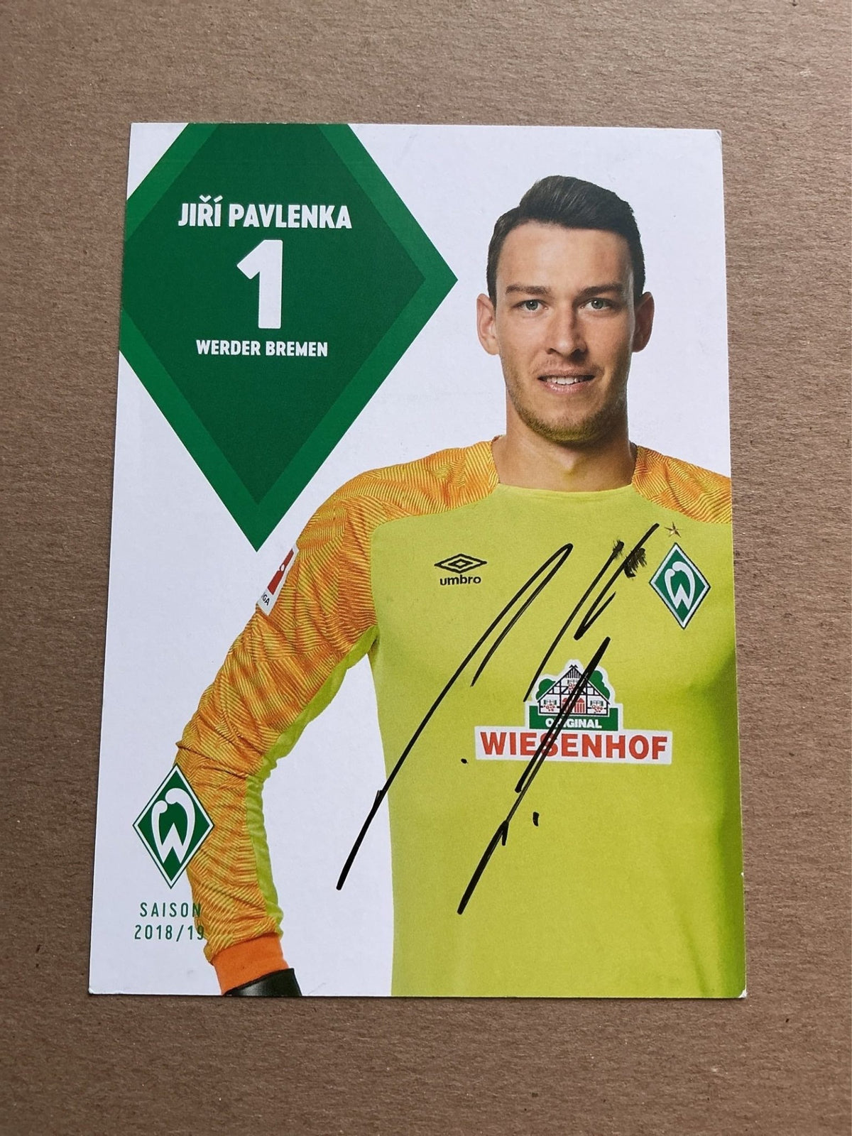 Jiři Pavlenka, Czech Republic 🇨🇿 SV Werder Bremen 2018/19 hand signed - Autographs-World