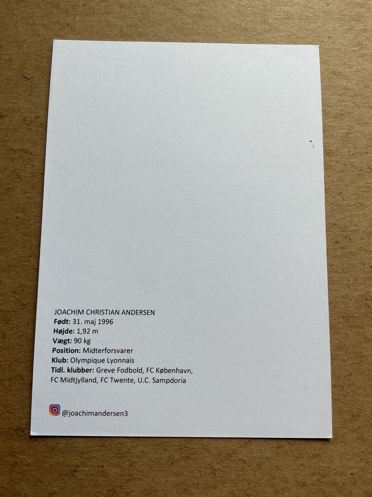 Joachim Andersen, Denmark 🇩🇰 Olympique Lyon 2019/20 hand signed - Autographs-World