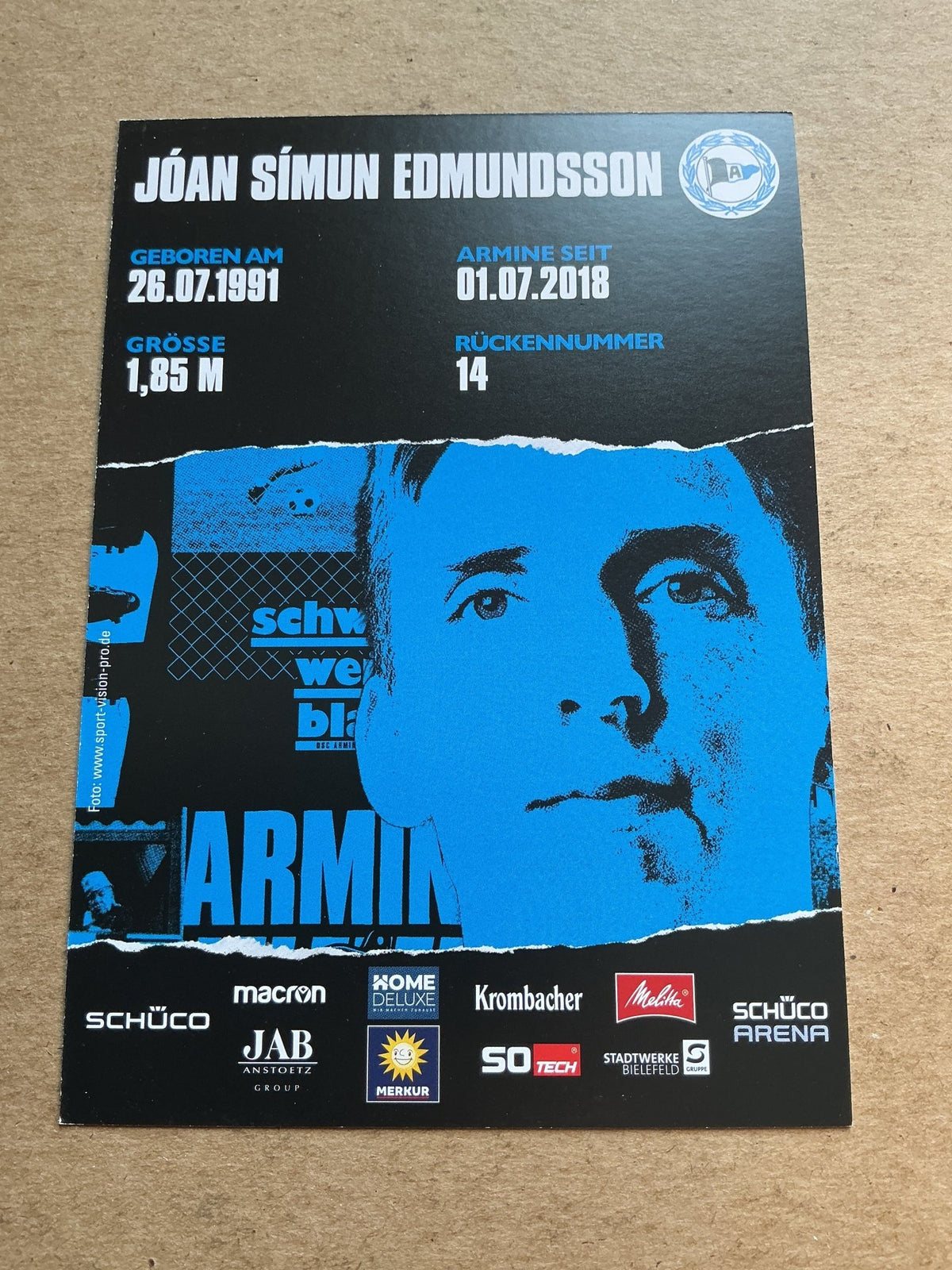 Jóan Símun Edmundsson, Faroe Islands 🇫🇴 Arminia Bielefeld 2020/21 hand signed - Autographs-World