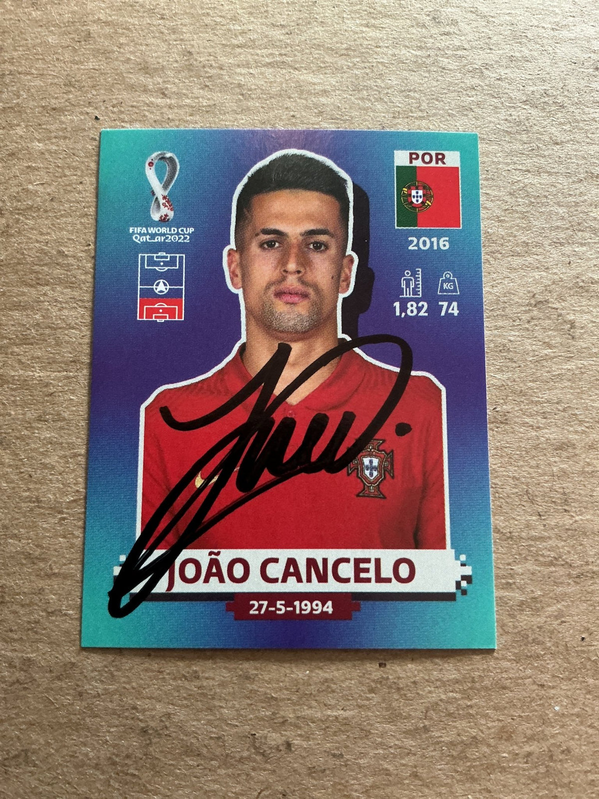 Joao Cancelo, Portugal 🇵🇹 FIFA World Cup 2022 Panini hand signed - Autographs-World