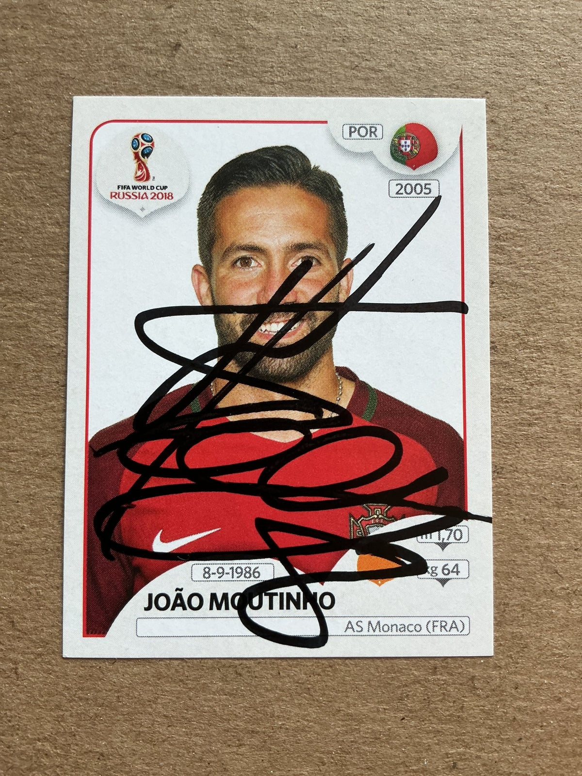 João Moutinho, Portugal 🇵🇹 FIFA World Cup 2018 Panini hand signed - Autographs-World