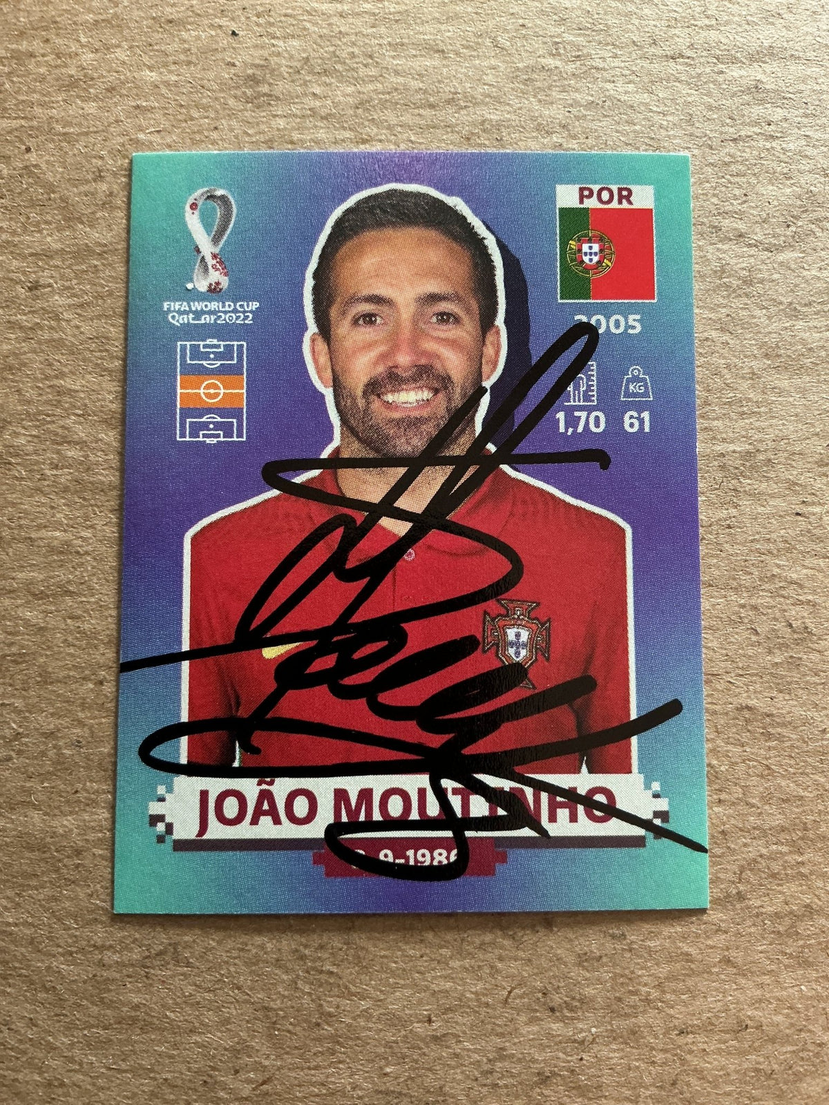 Joao Moutinho, Portugal 🇵🇹 FIFA World Cup 2022 Panini hand signed - Autographs-World