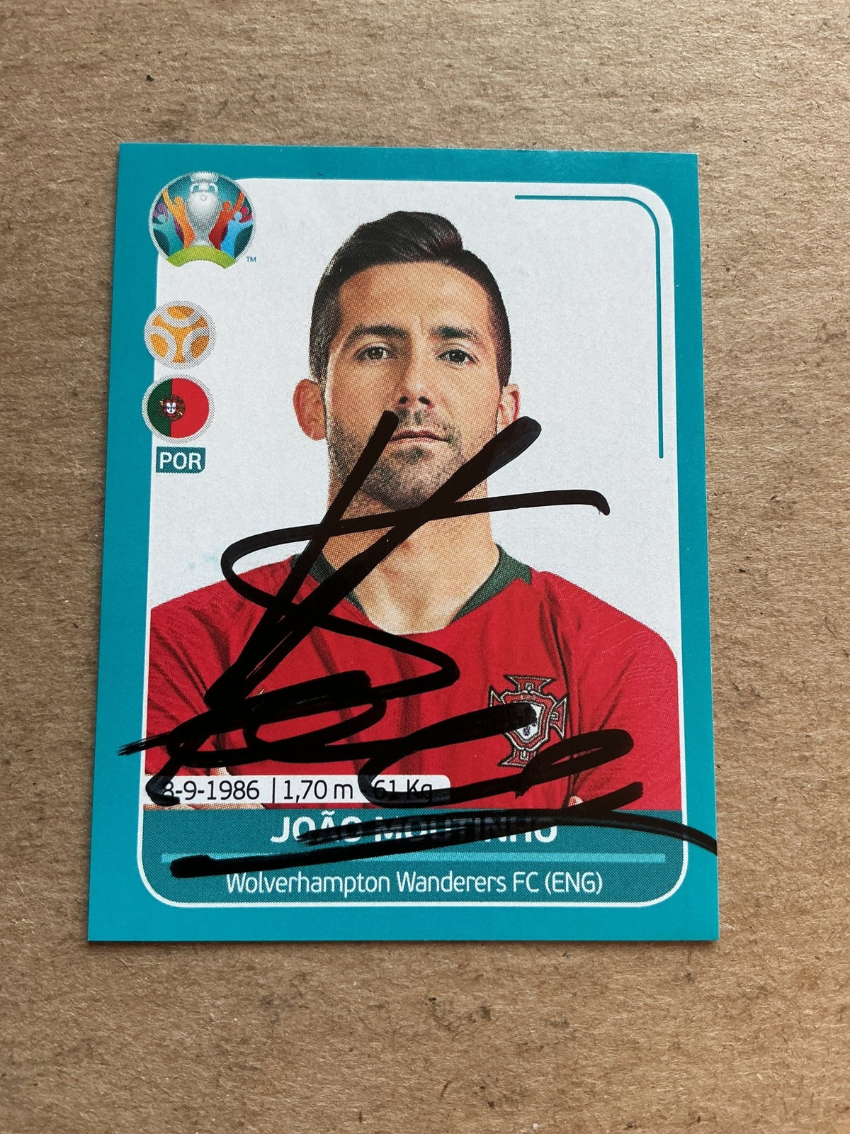 João Moutinho, Portugal 🇵🇹 UEFA Euro 2020 Panini hand signed - Autographs-World