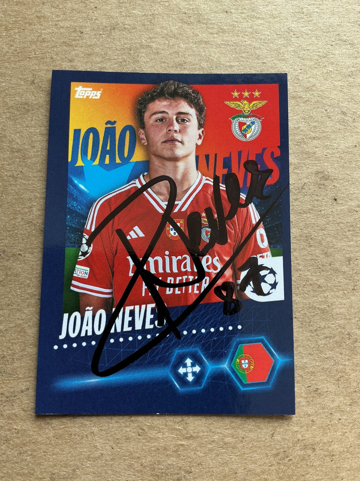 Joao Neves, Portugal 🇵🇹 SL Benfica 2023/24 Topps hand signed - Autographs-World