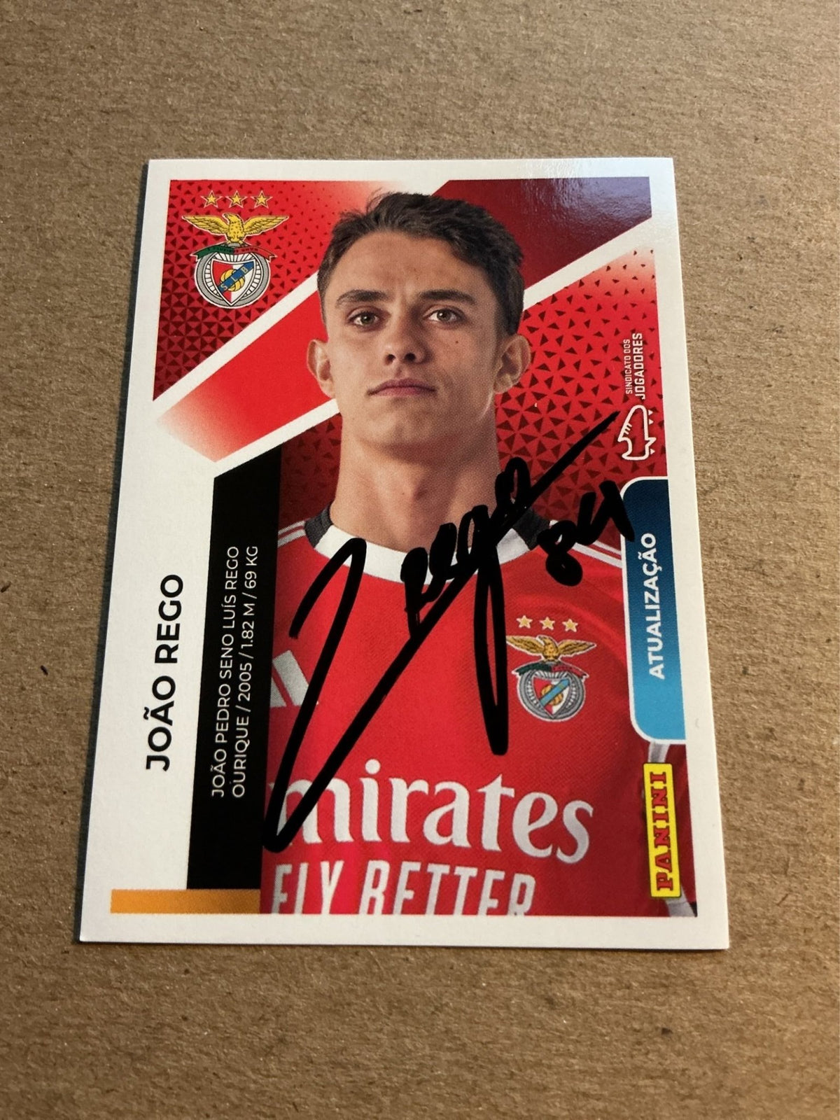 João Rego, Portugal 🇵🇹 SL Benfica 2025/26 Panini hand signed - Autographs-World