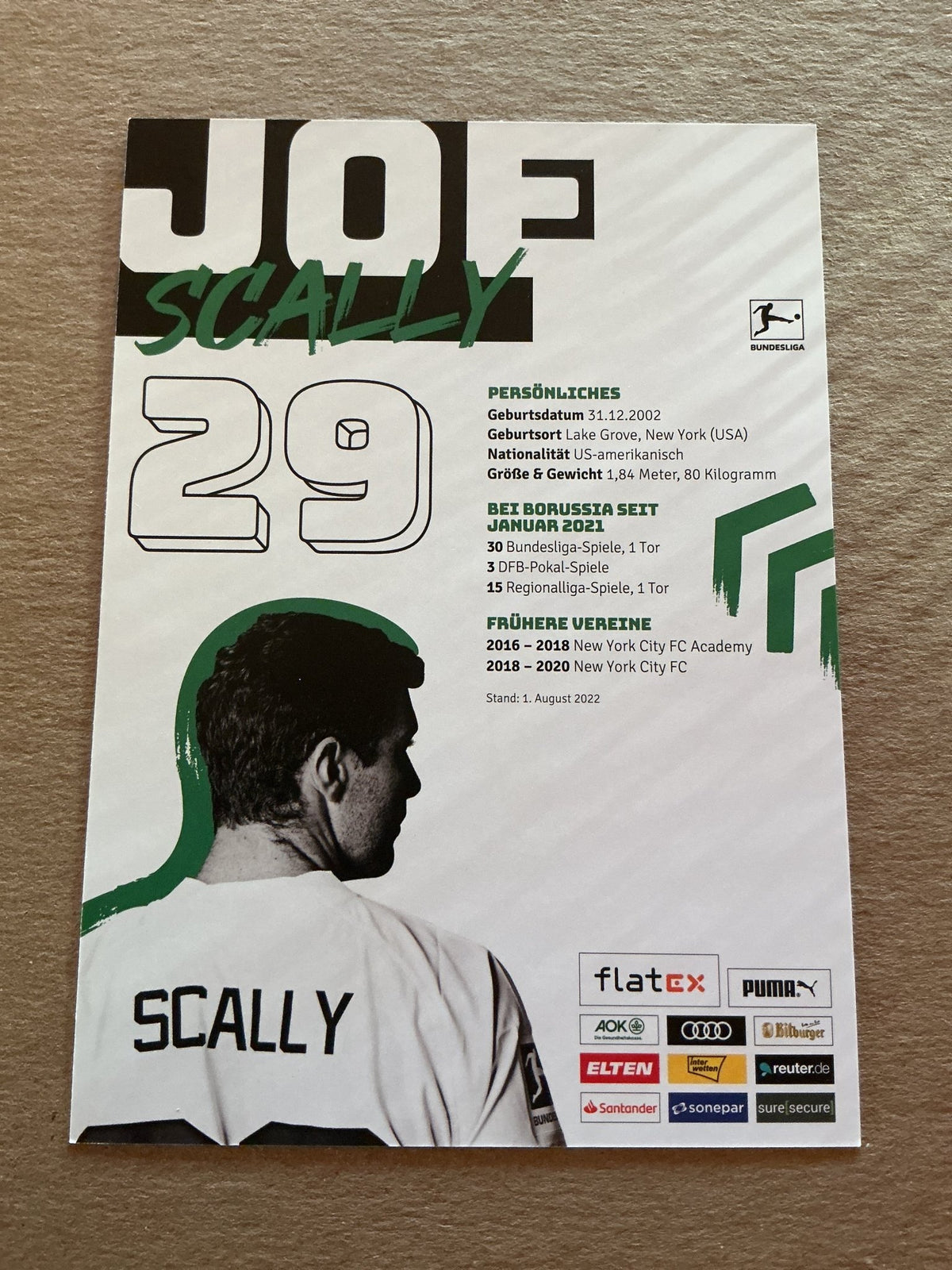 Joe Scally, USA 🇺🇸 Borussia Mönchengladbach 2022/23 hand signed - Autographs-World