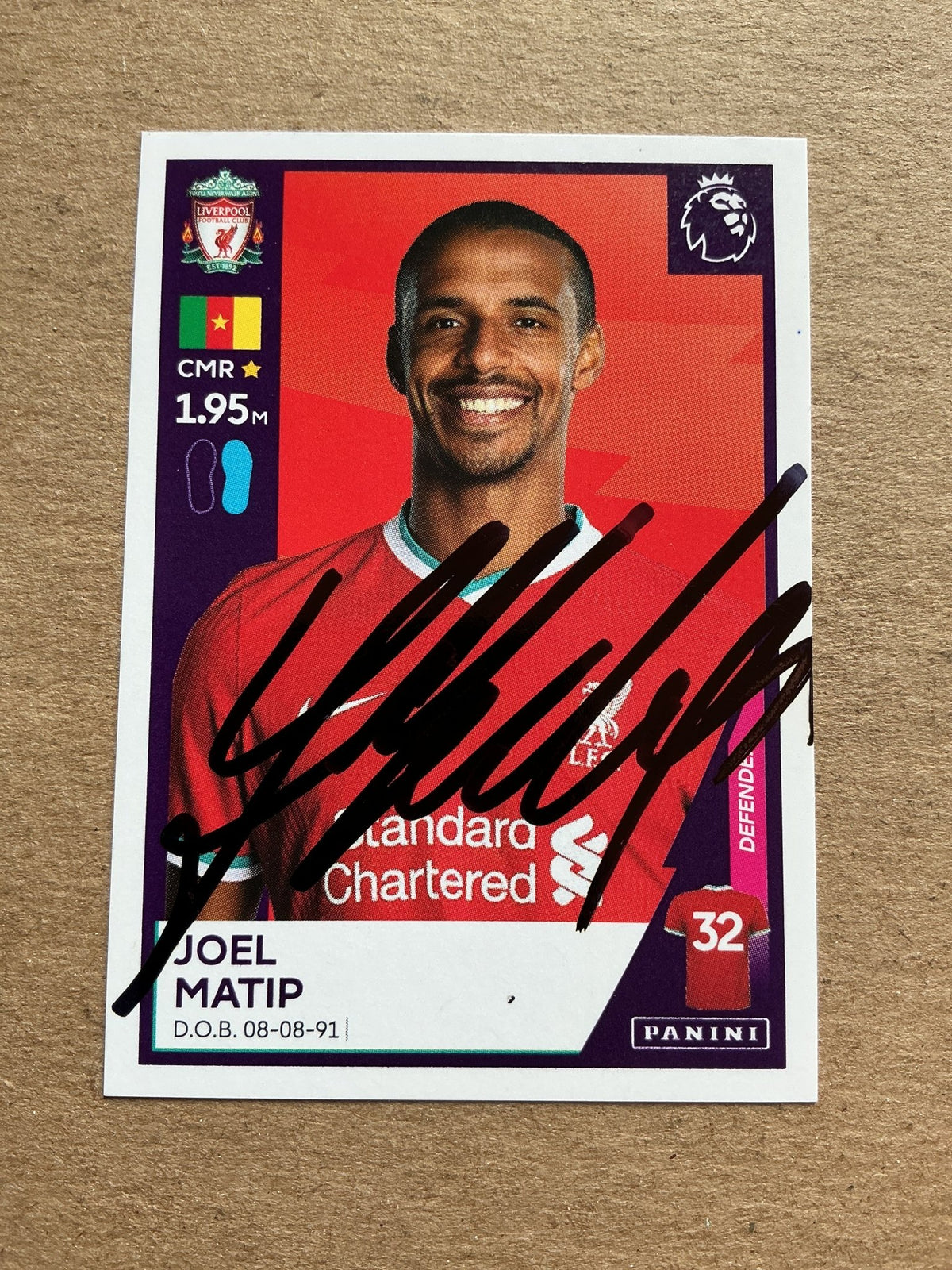 Joel Matip, Cameroon 🇨🇲 Liverpool FC 2021 Panini hand signed - Autographs-World