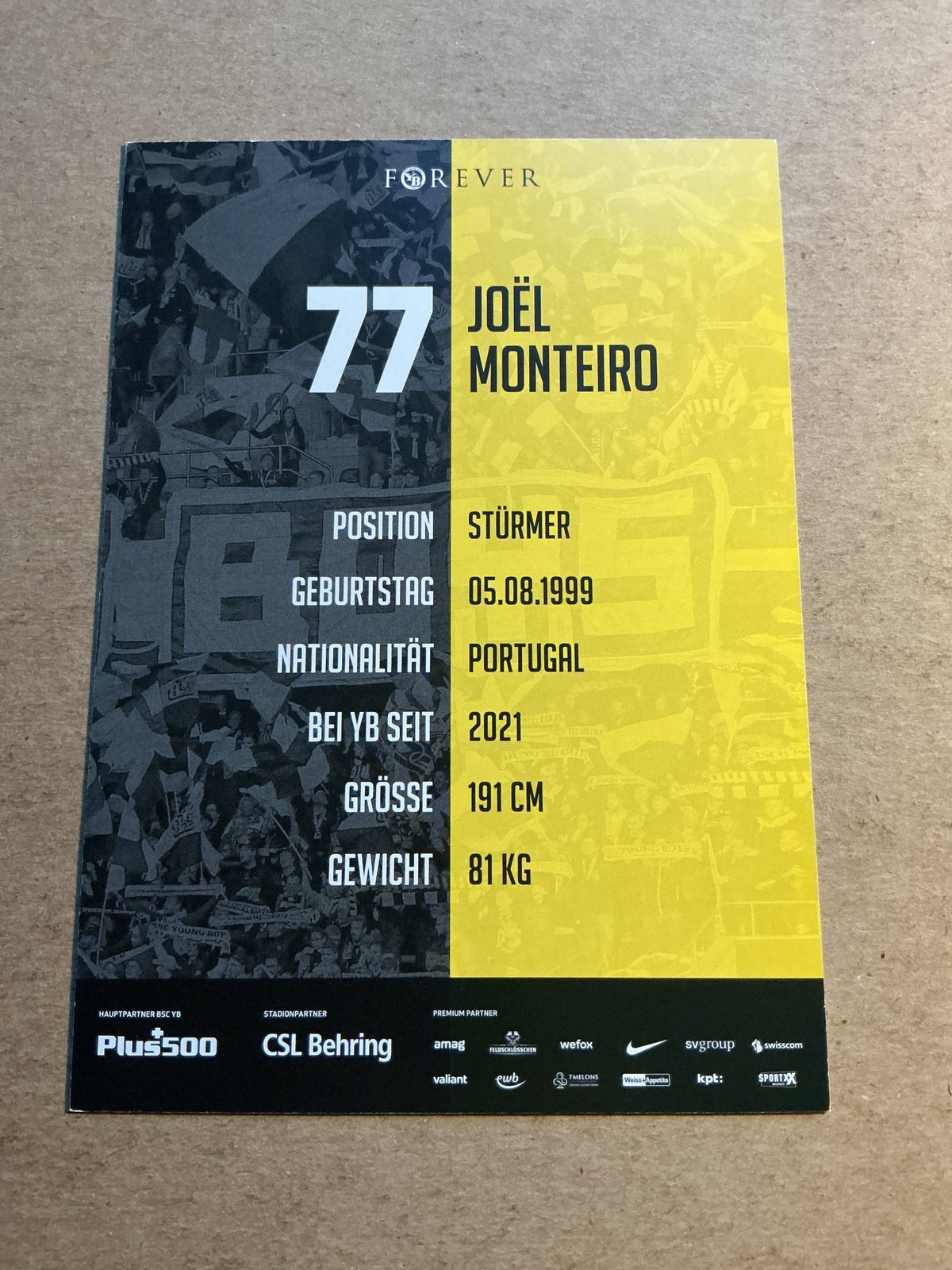 Joël Monteiro, Portugal 🇵🇹 BSC Young Boys 2021/22 hand signed - Autographs-World