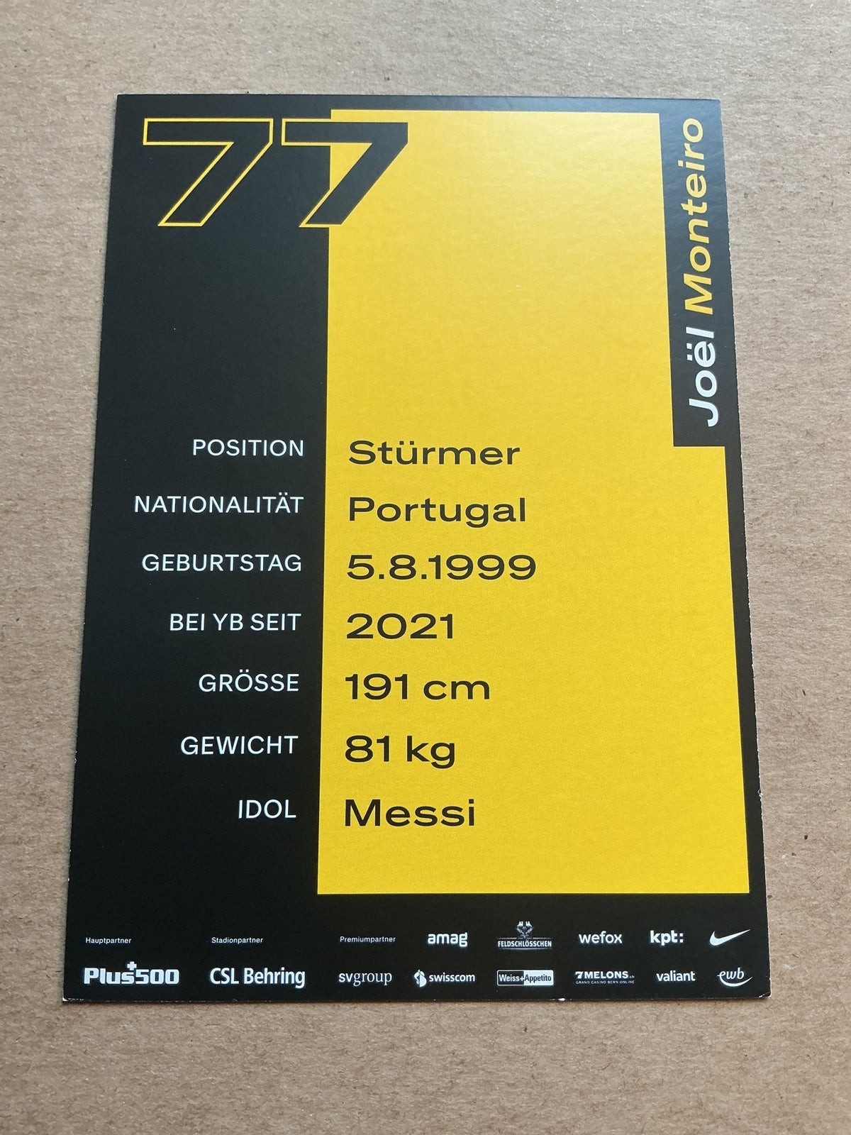 Joël Monteiro, Portugal 🇵🇹 BSC Young Boys Bern 2022/23 hand signed - Autographs-World