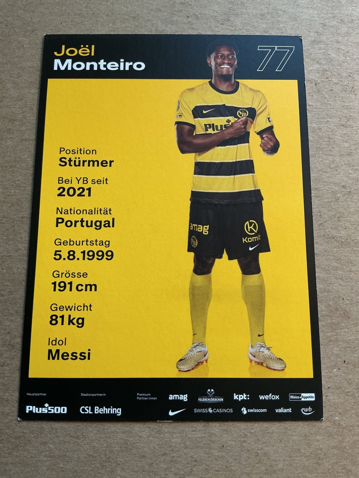 Joël Monteiro, Switzerland 🇨🇭 BSC Young Boys 2023/24 hand signed - Autographs-World