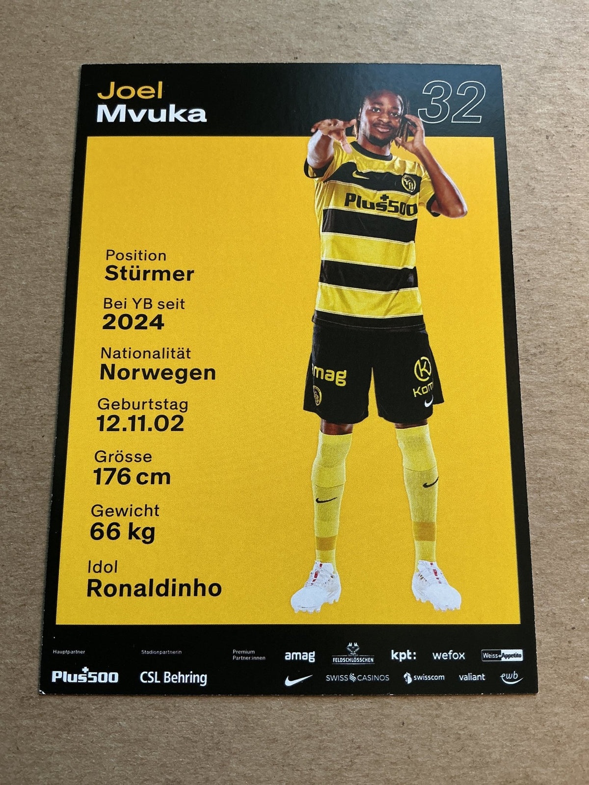 Joel Mvuka, Norway 🇳🇴 BSC Young Boys 2023/24 hand signed - Autographs-World