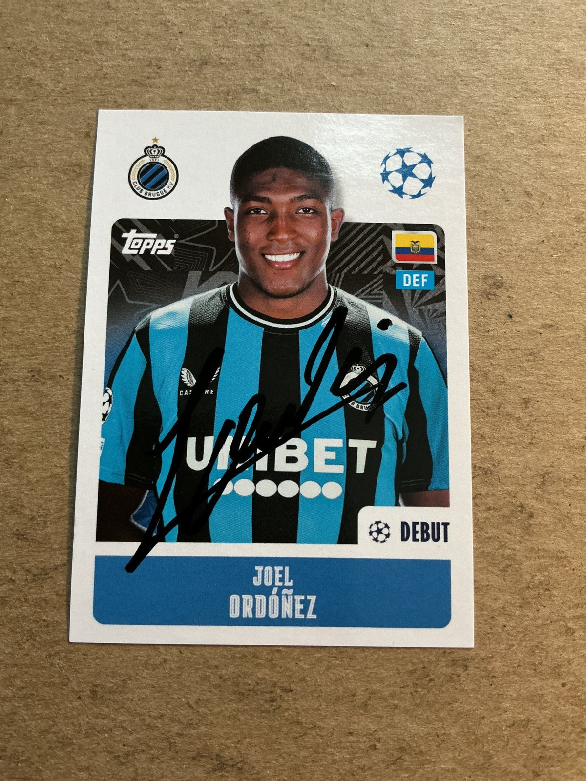 Joel Ordóñez, Ecuador 🇪🇨 Club Brugge 2024/25 Topps hand signed - Autographs-World