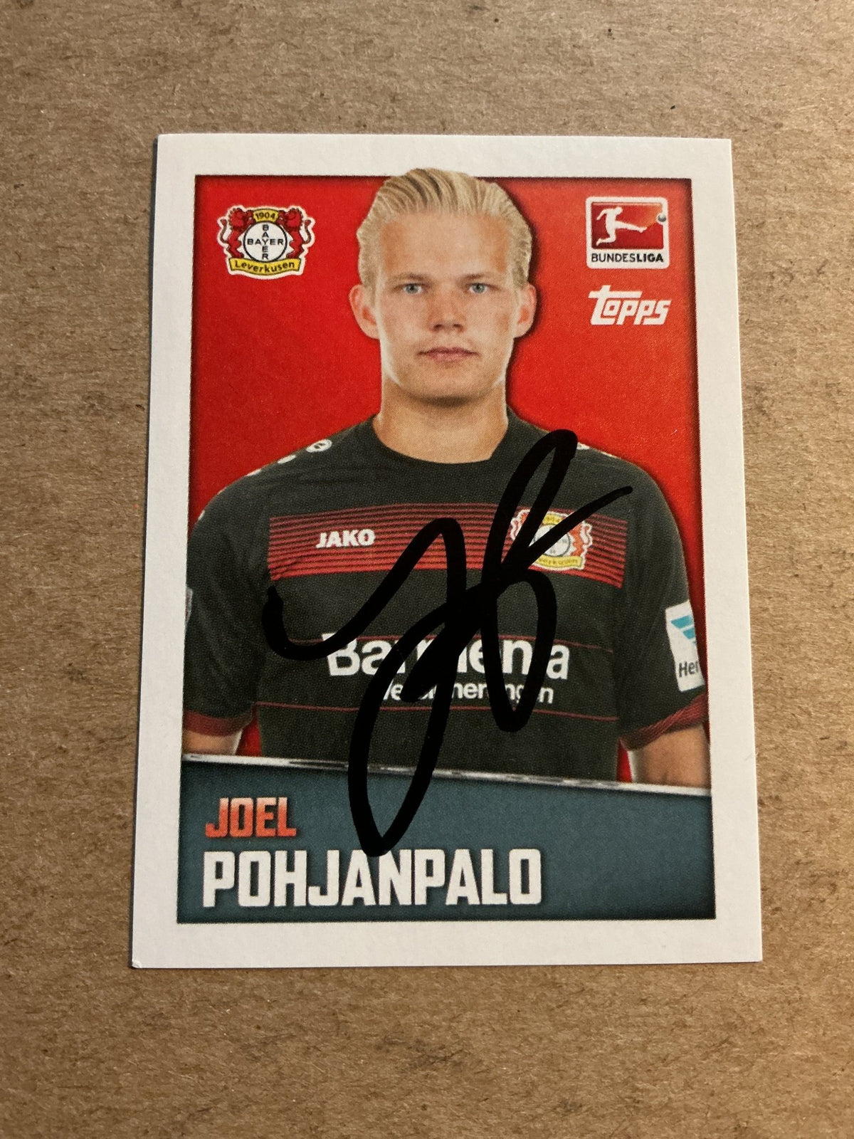 Joel Pohjanpalo, Finland 🇫🇮 Bayer 04 Leverkusen 2016/17 Topps hand signed - Autographs-World