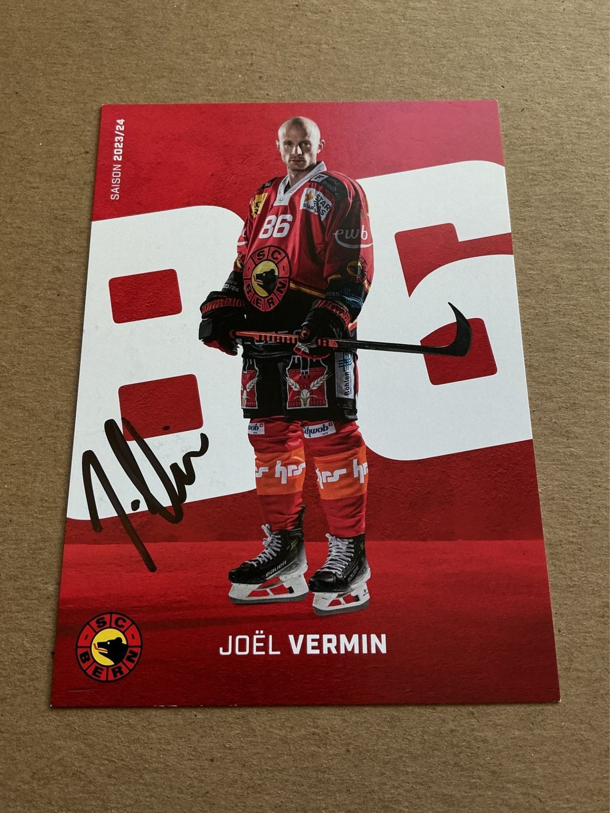 Joël Vermin, Switzerland 🇨🇭 SC Bern 2023/24 hand signed - Autographs-World