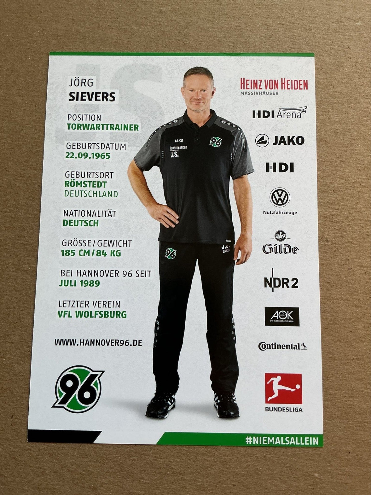 Jörg Sievers, Germany 🇩🇪 Hannover 96 2017/18 hand signed - Autographs-World
