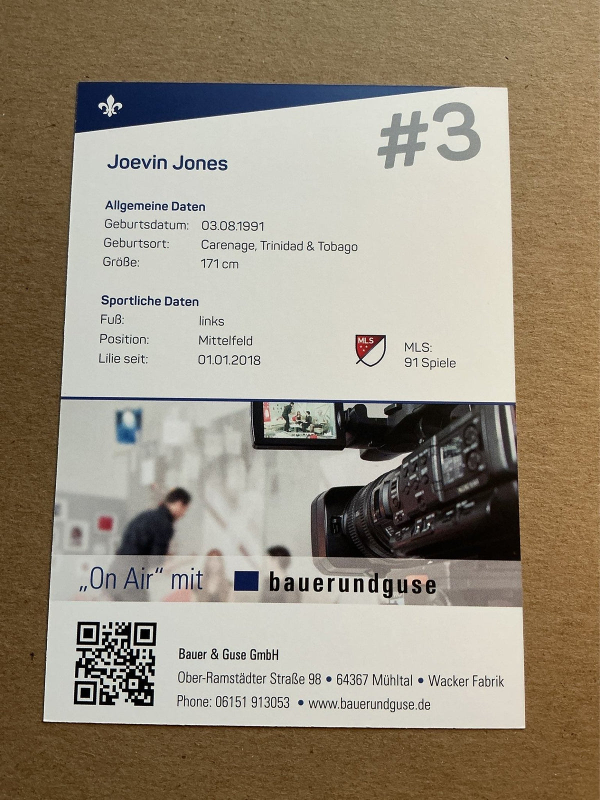 Joevin Jones, Brazil 🇧🇷 SV Darmstadt 98 2017/18 hand signed - Autographs-World