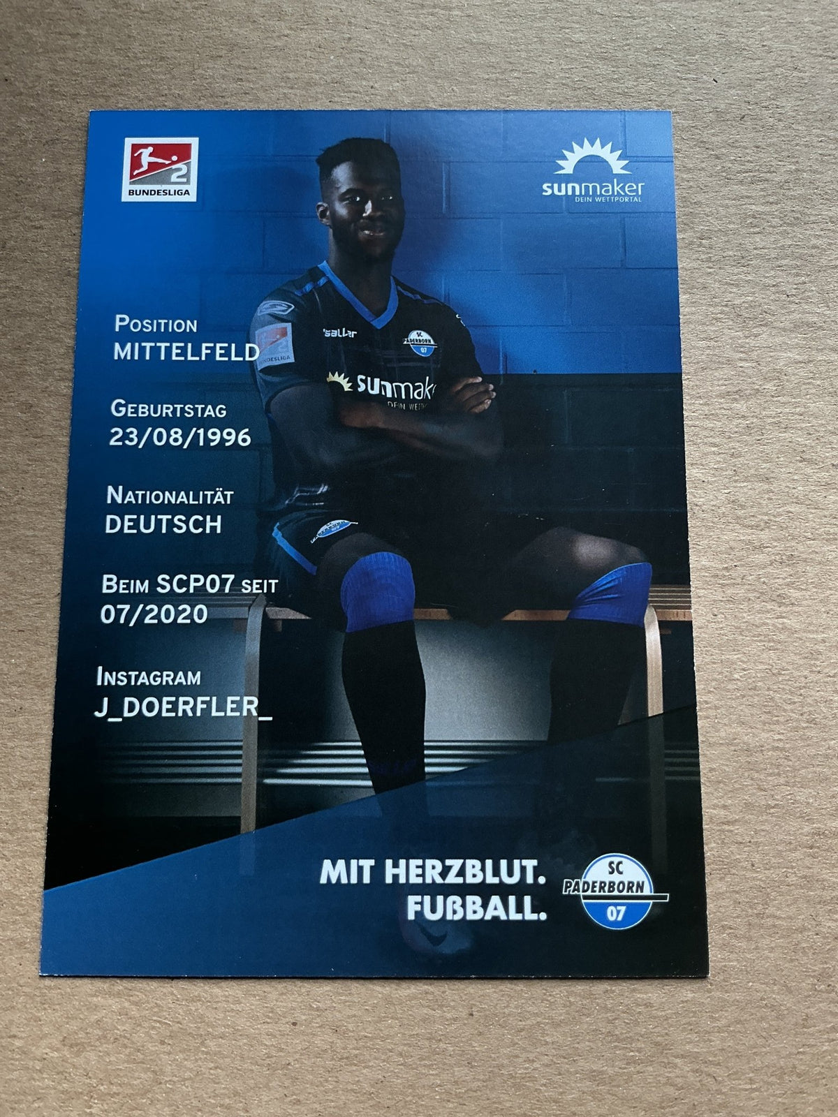 Johannes Dörfler, Germany 🇩🇪 SC Paderborn 07 2020/21 hand signed - Autographs-World