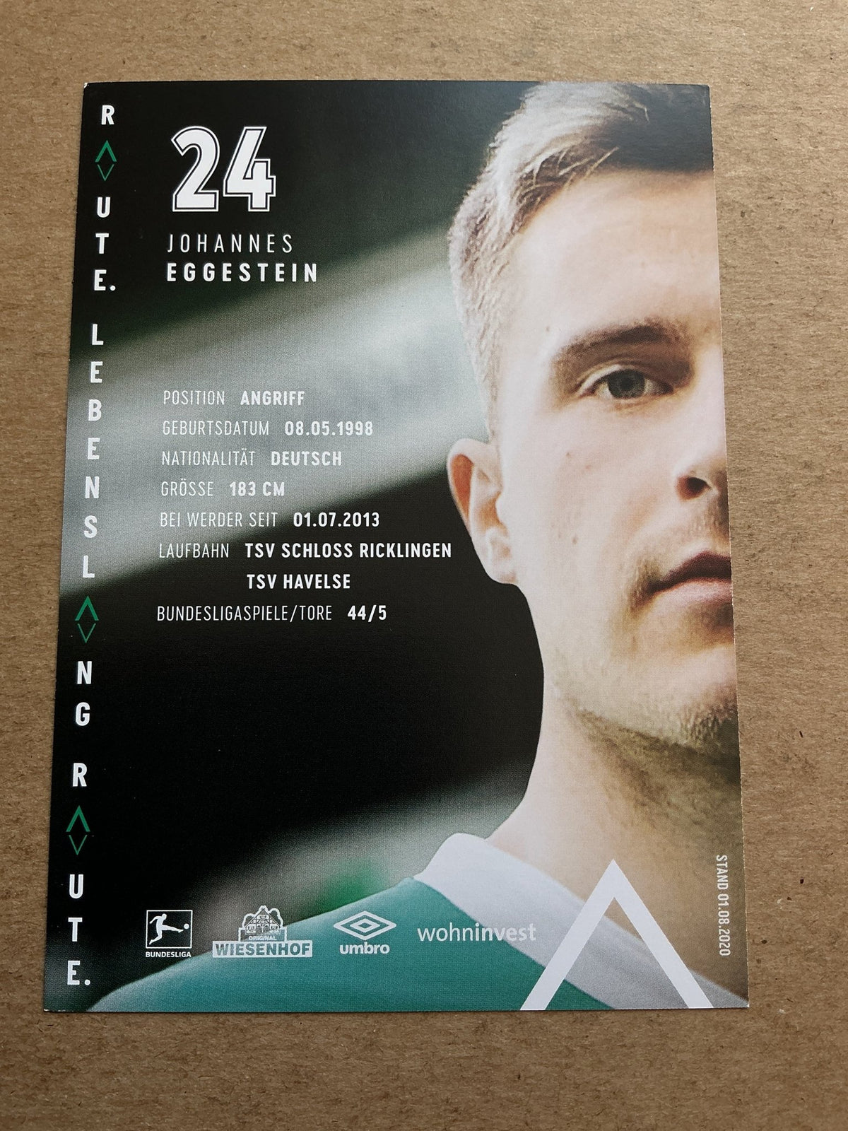 Johannes Eggestein, Germany 🇩🇪 SV Werder Bremen 2020/21 hand signed - Autographs-World