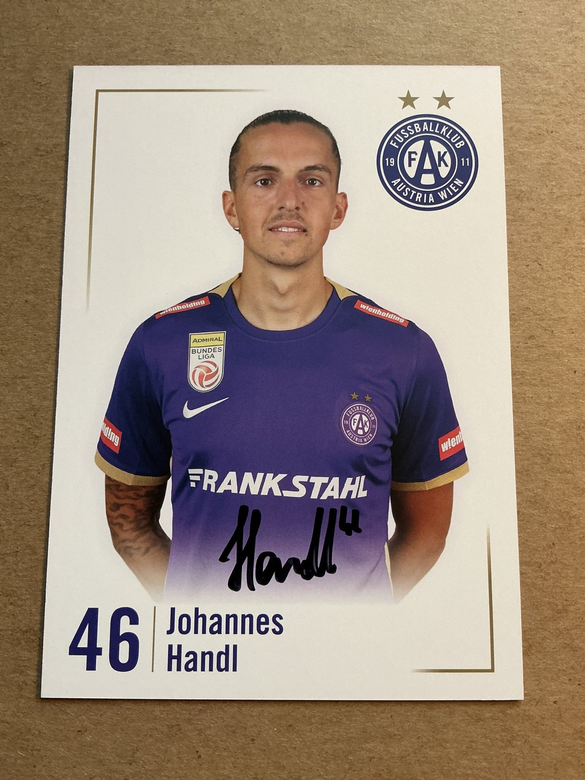 Johannes Handl, Austria 🇦🇹 FK Austria Wien 2023/24 hand signed - Autographs-World