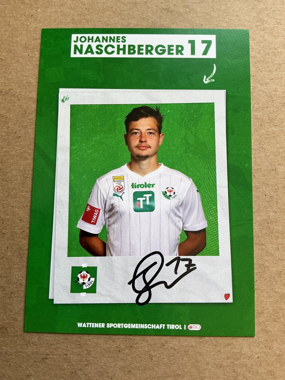 Johannes Naschberger, Austria 🇦🇹 WSG Tirol 2023/24 hand signed - Autographs-World