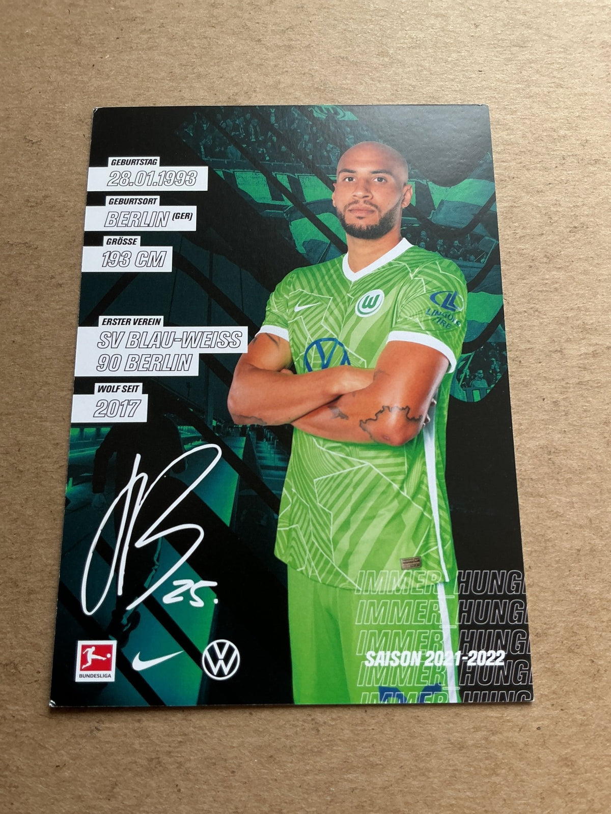 John Anthony Brooks, USA 🇺🇸 VfL Wolfsburg 2021/22 hand signed - Autographs-World