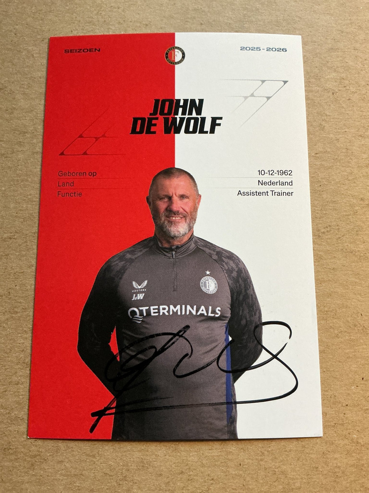 John de Wolf, Netherlands 🇳🇱 Feyenoord Rotterdam 2025/26 hand signed - Autographs-World