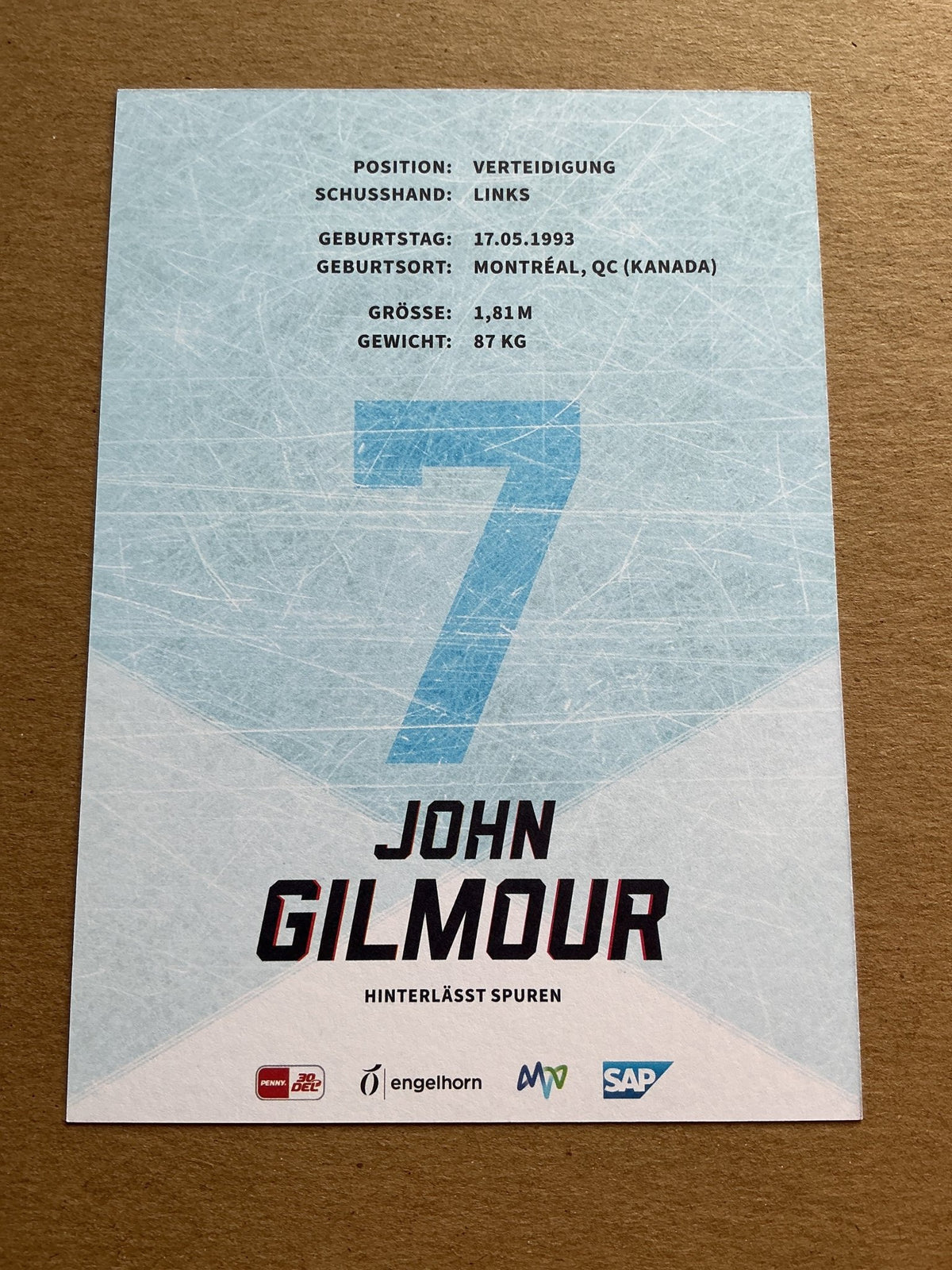 John Gilmour, Canada 🇨🇦 Adler Mannheim 2023/24 hand signed - Autographs-World