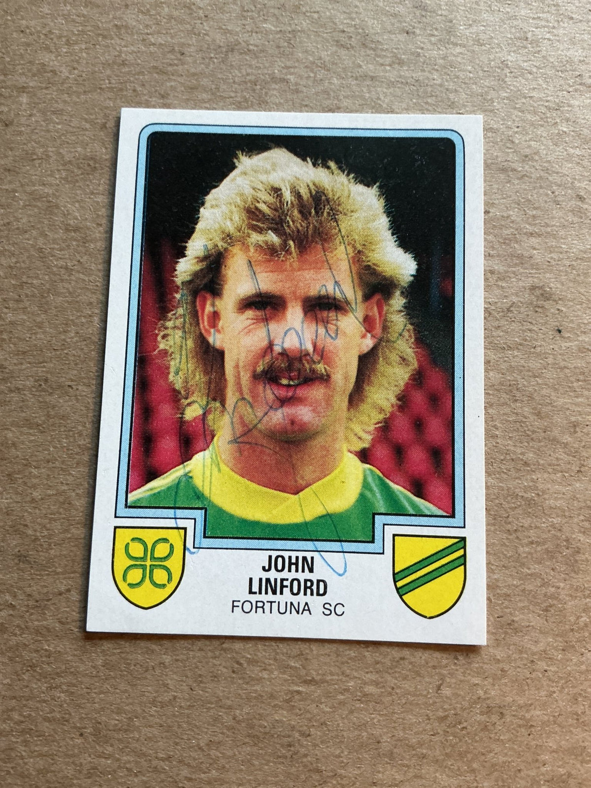 John Linford, England 🏴󠁧󠁢󠁥󠁮󠁧󠁿 Fortuna Sittard 1986 Panini hand signed - Autographs-World