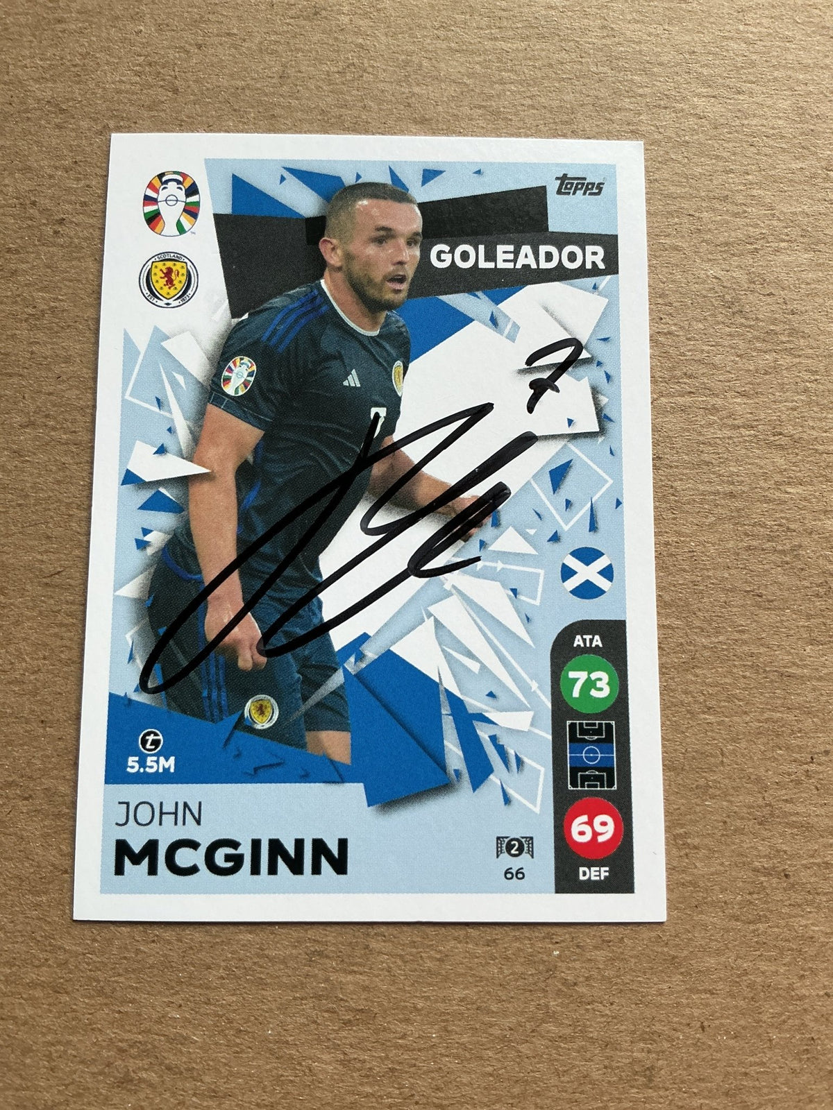 John McGinn, Scotland 🏴󠁧󠁢󠁳󠁣󠁴󠁿 UEFA Euro 2024 Topps hand signed - Autographs-World