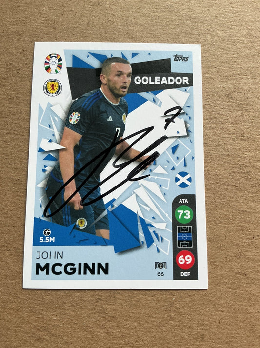 John McGinn, Scotland 🏴󠁧󠁢󠁳󠁣󠁴󠁿 UEFA Euro 2024 Topps hand signed - Autographs-World