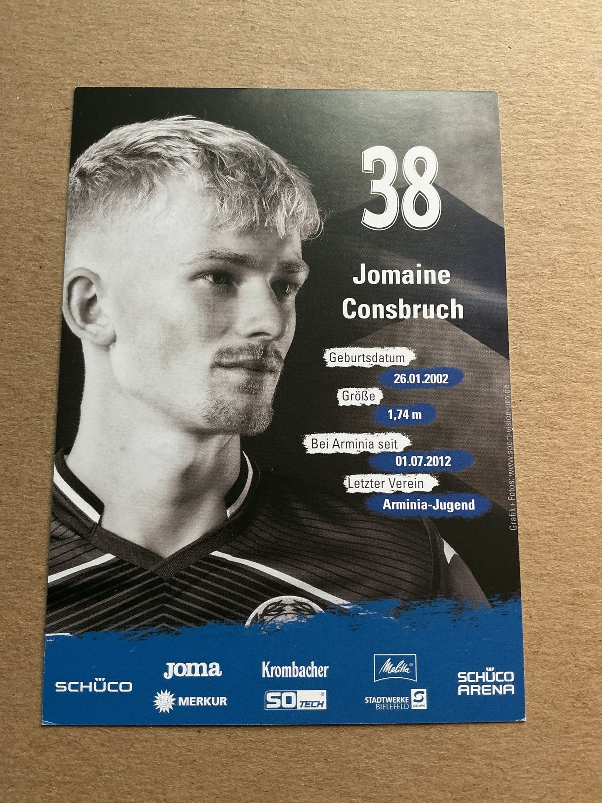 Jomaine Consbruch, Germany 🇩🇪 Arminia Bielefeld 2019/20 hand signed - Autographs-World