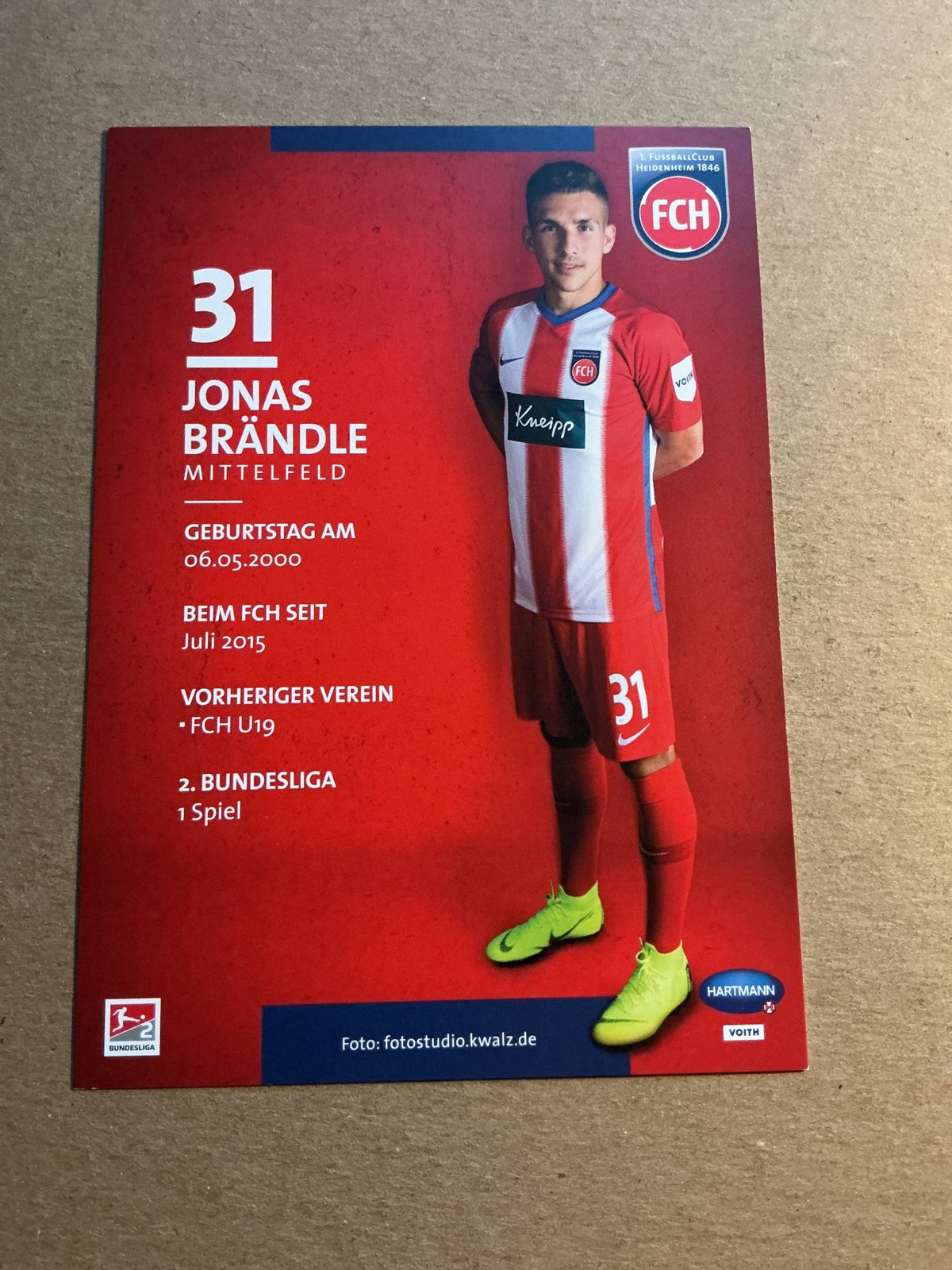 Jonas Brändle, Germany 🇩🇪 1.FC Heidenheim 2019/20 hand signed - Autographs-World