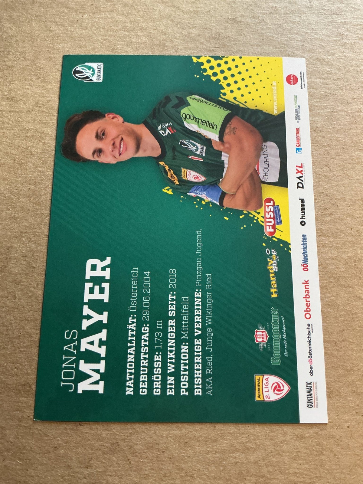 Jonas Mayer, Austria 🇦🇹 SV Ried 2024/25 hand signed - Autographs-World