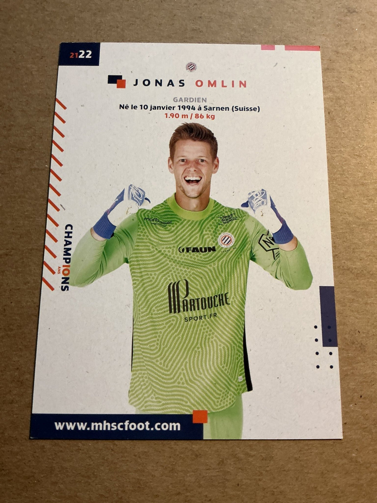 Jonas Omlin, Switzerland 🇨🇭 Montpellier HSC 2021/22 hand signed - Autographs-World