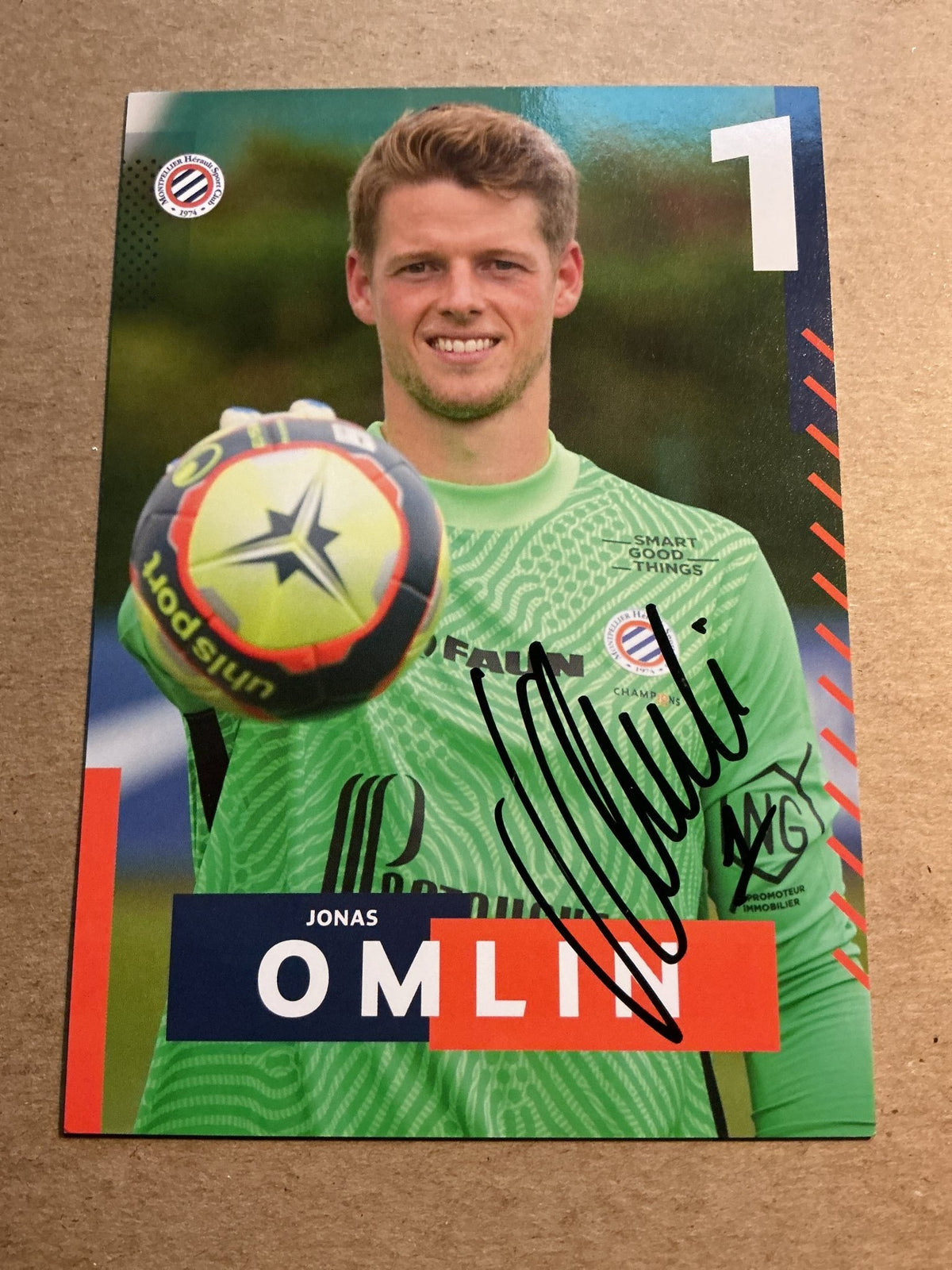 Jonas Omlin, Switzerland 🇨🇭 Montpellier HSC 2021/22 hand signed - Autographs-World
