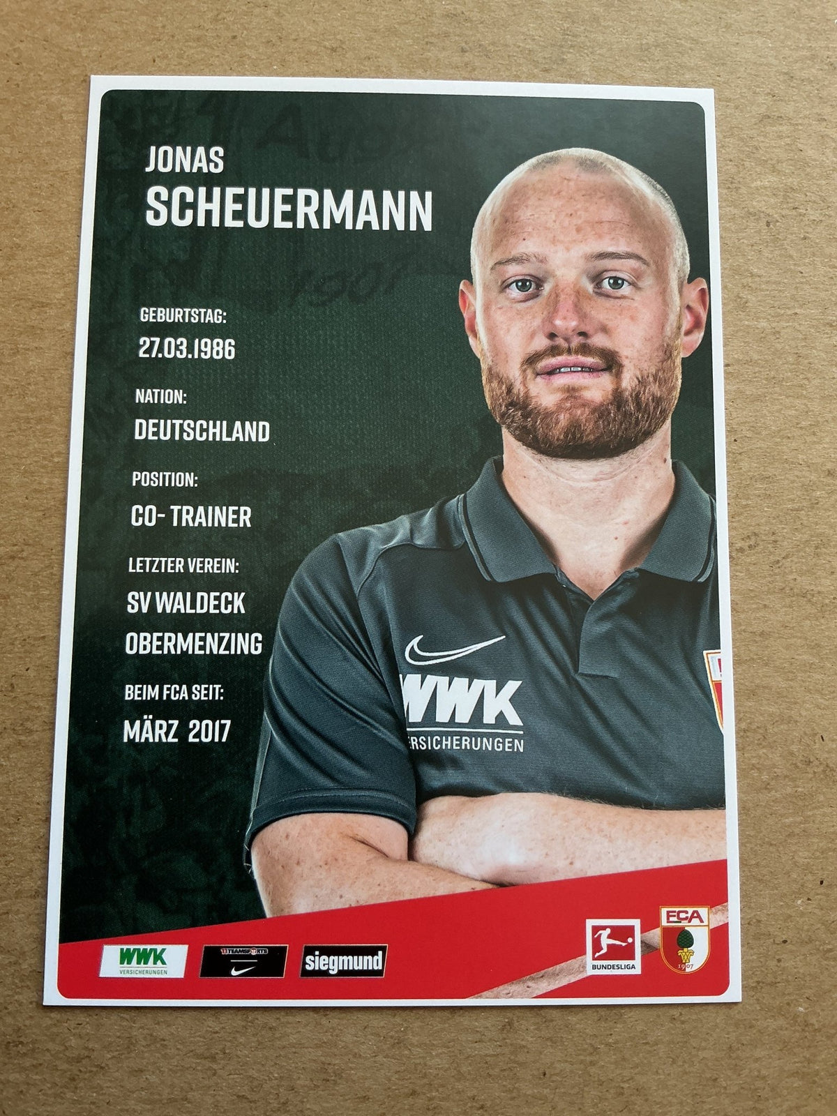 Jonas Scheuermann, Germany 🇩🇪 FC Augsburg 2020/21 hand signed - Autographs-World