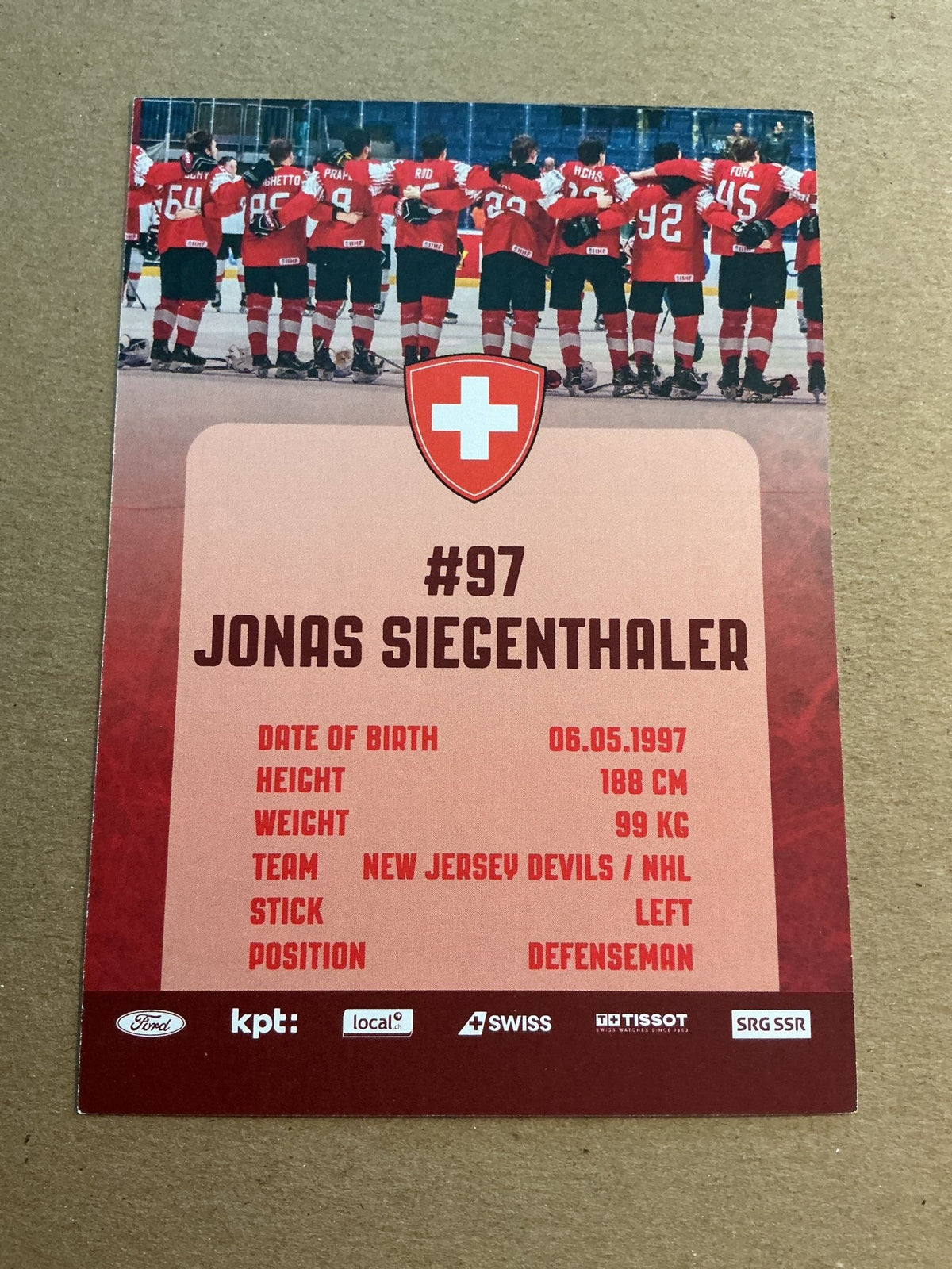 Jonas Siegenthaler, Switzerland 🇨🇭New Jersey Devils 2023/24 hand signed - Autographs-World