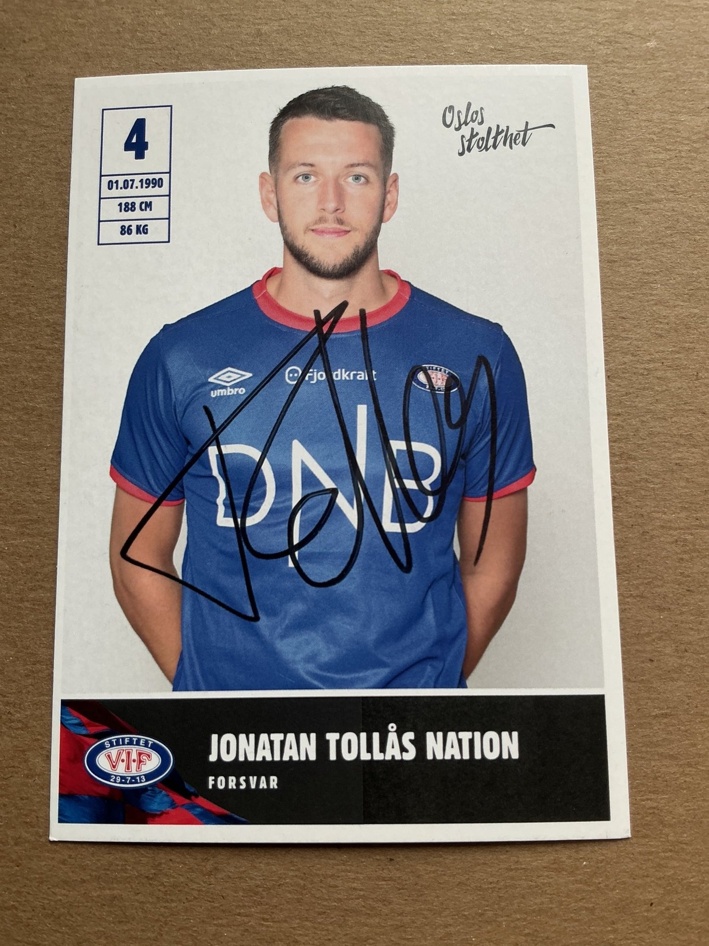 Jonatan Tollås Nation, Norway 🇳🇴 Vålerenga IF 2019/20 hand signed - Autographs-World