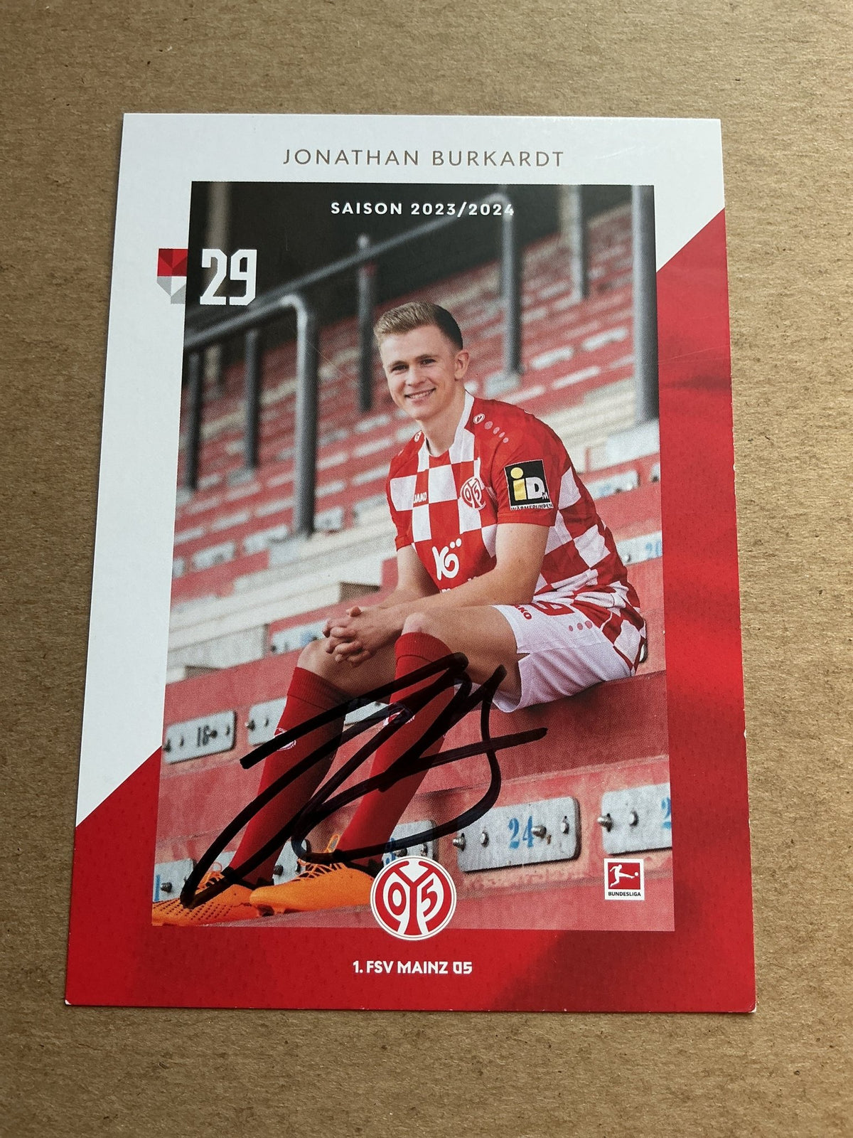 Jonathan Burkhardt, Germany 🇩🇪 FSV Mainz 05 2023/24 hand signed - Autographs-World